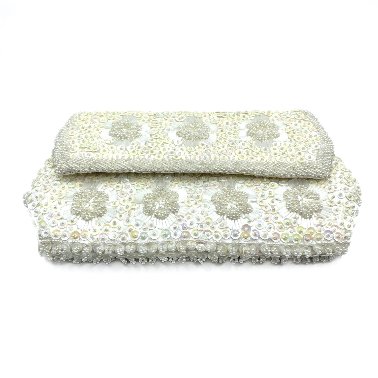 White beaded clutch purse