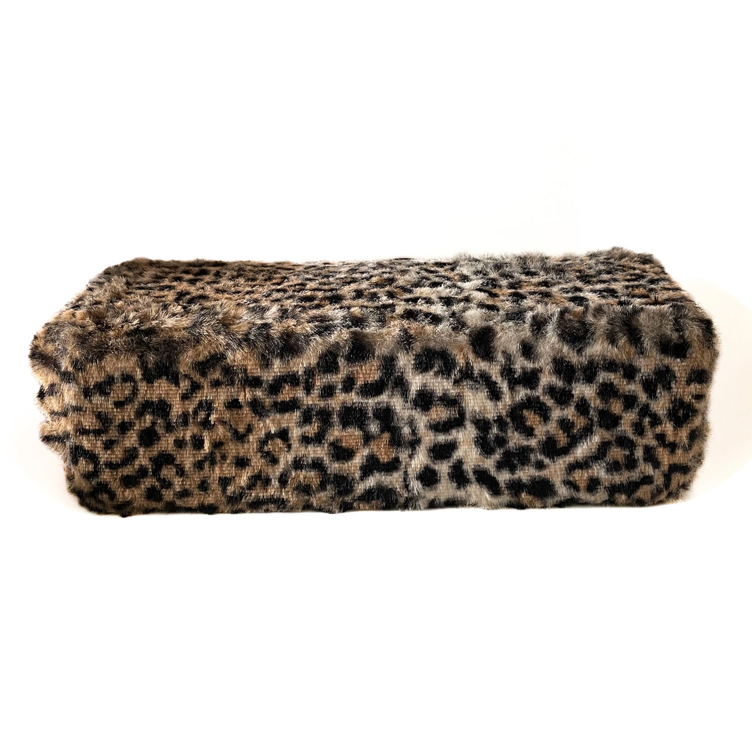 Faux leopard fur top handle purse