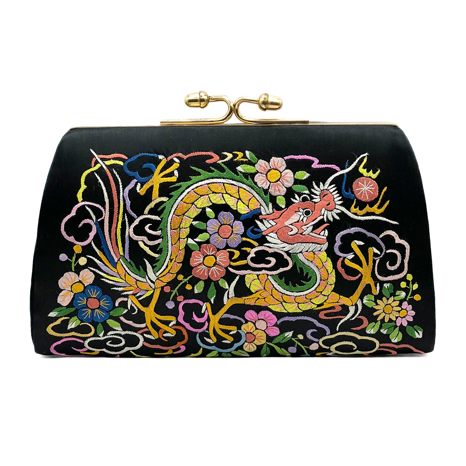 Chinese dragon embroidered silk purse