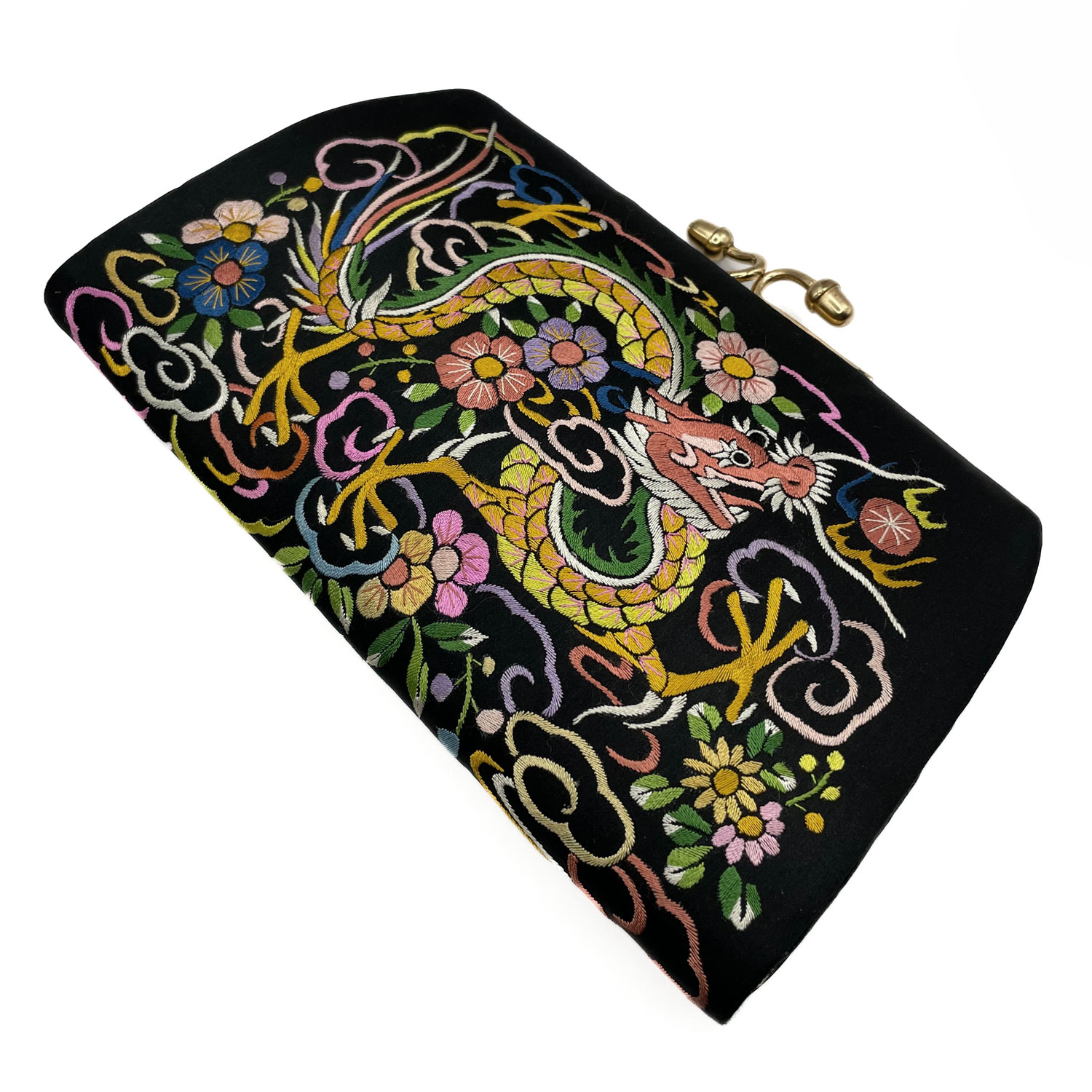 Chinese dragon embroidered silk purse