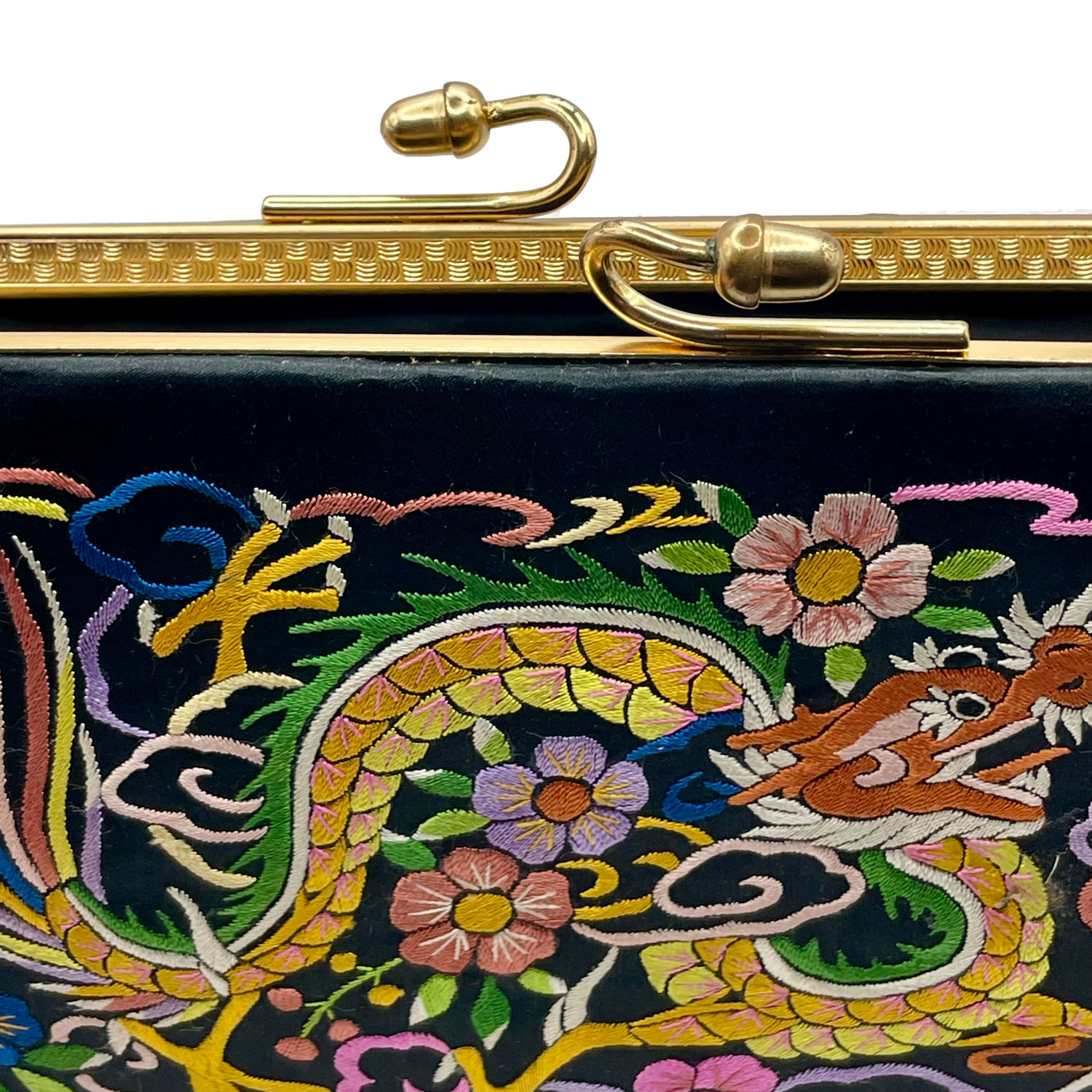 Chinese dragon embroidered silk purse