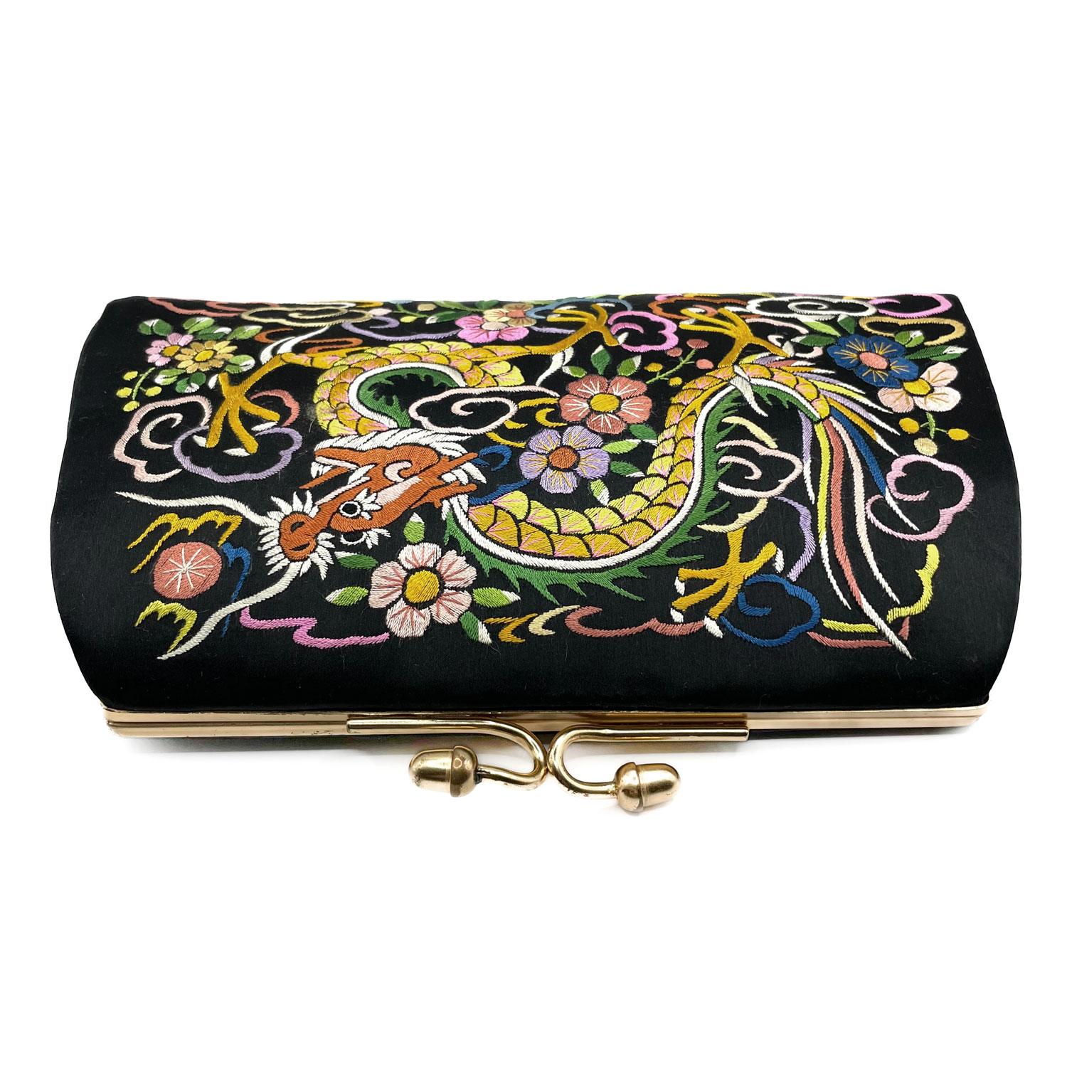 Chinese dragon embroidered silk purse