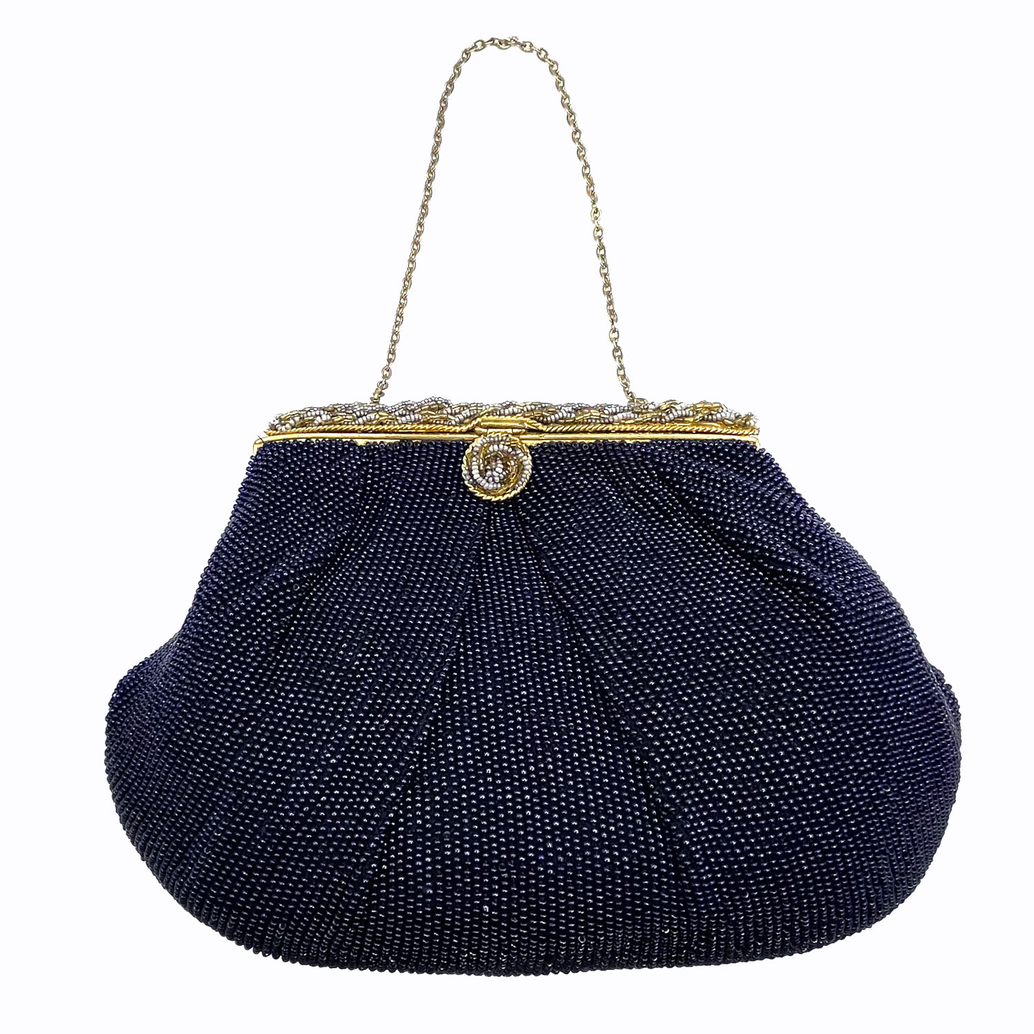 French blue micro bead purse