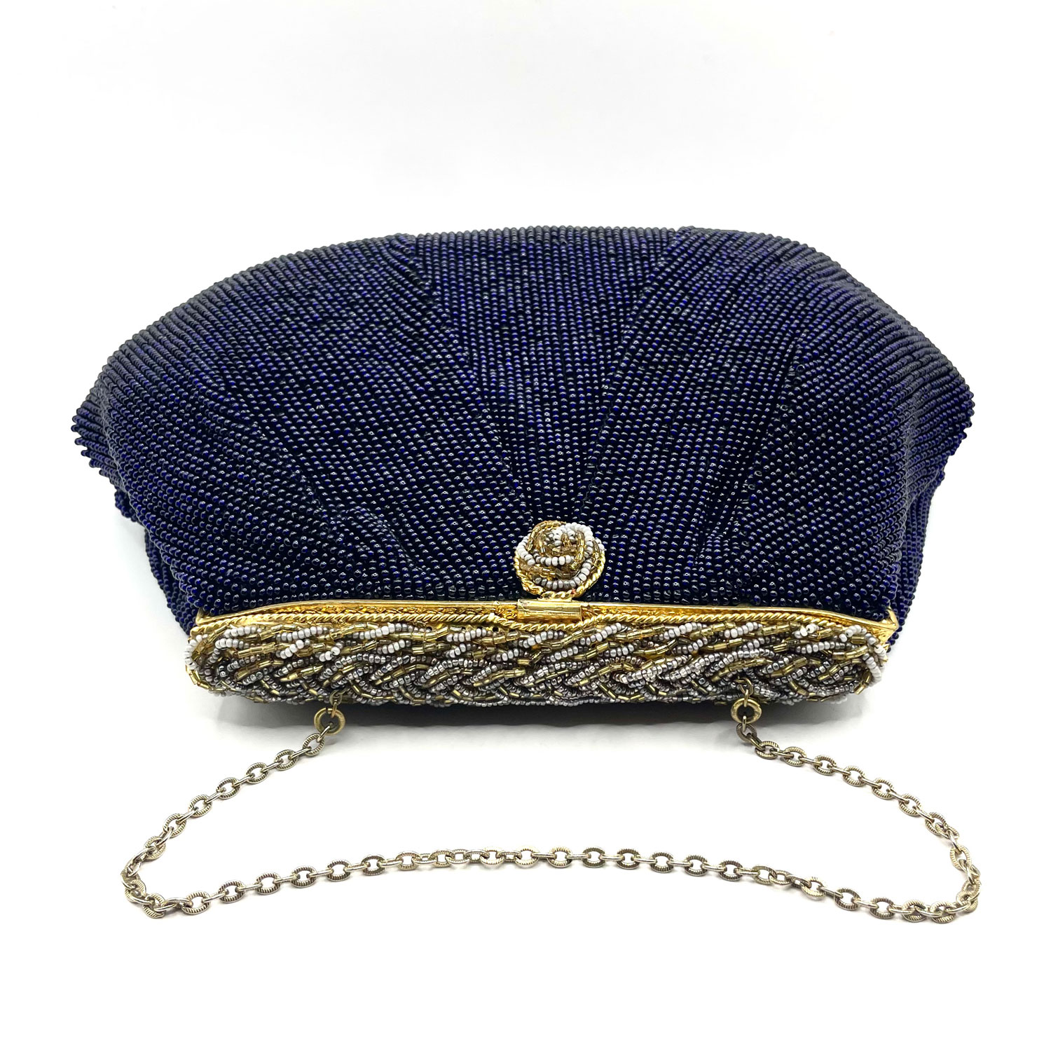 French blue micro bead purse