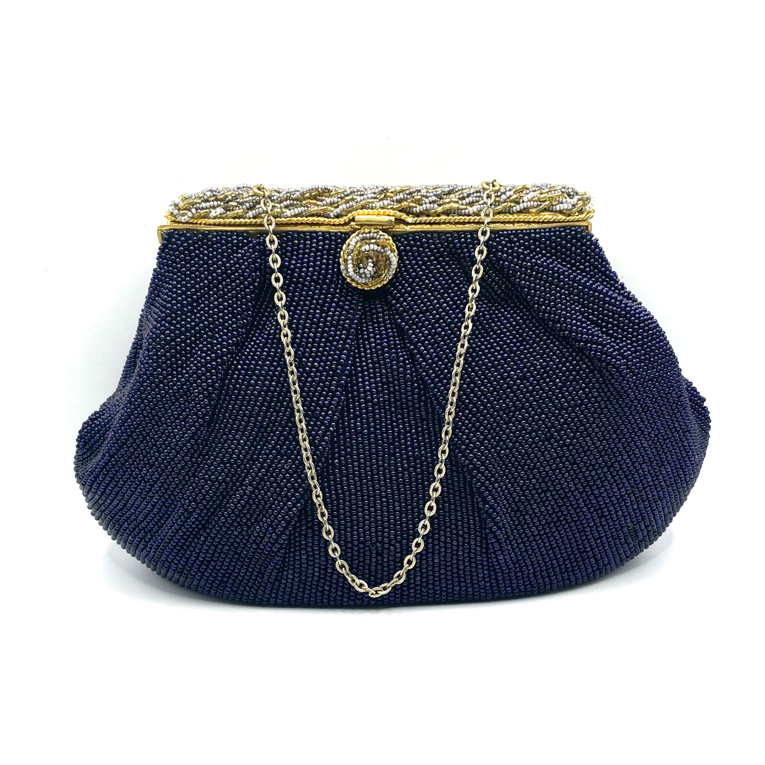 French blue micro bead purse