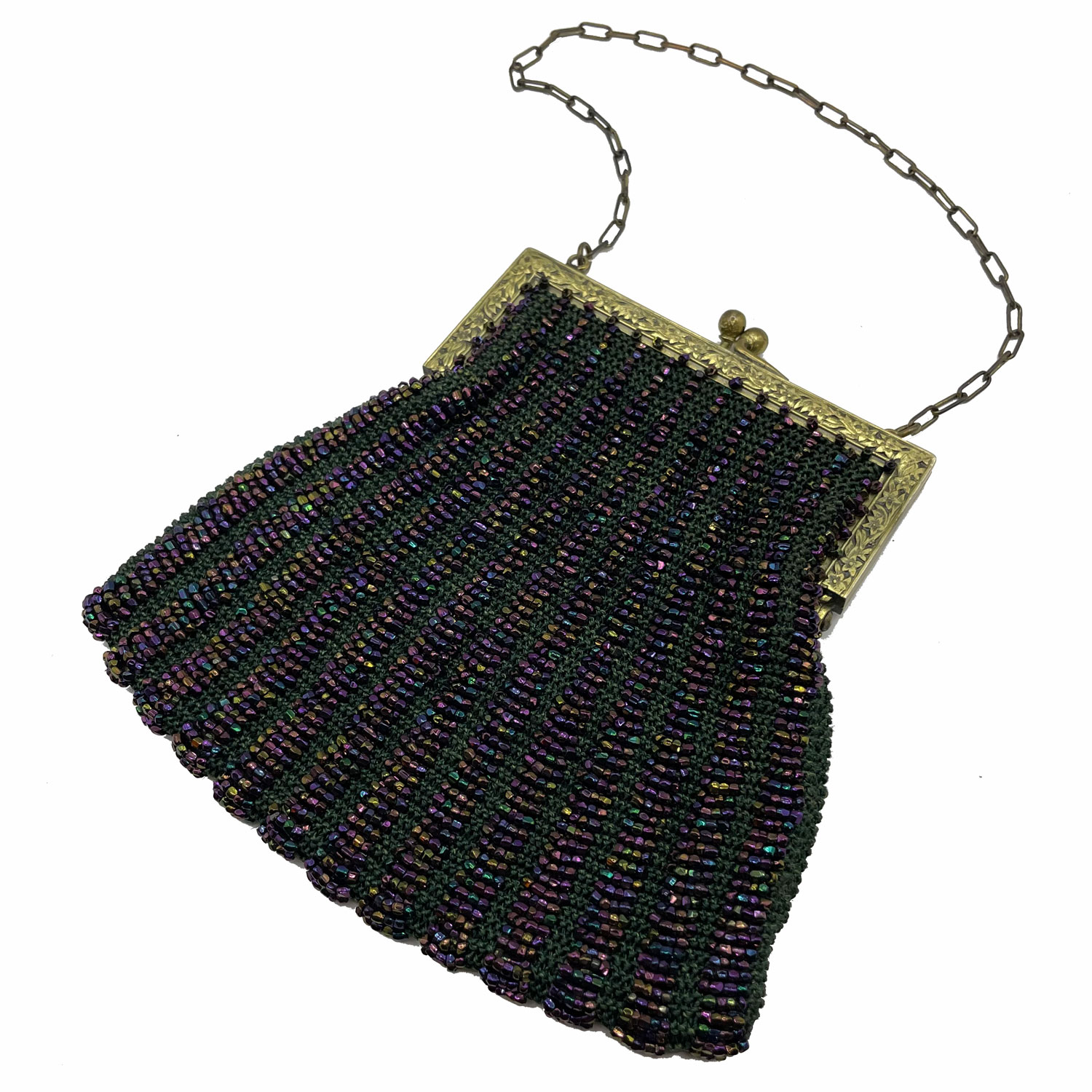 1930s green beaded purse