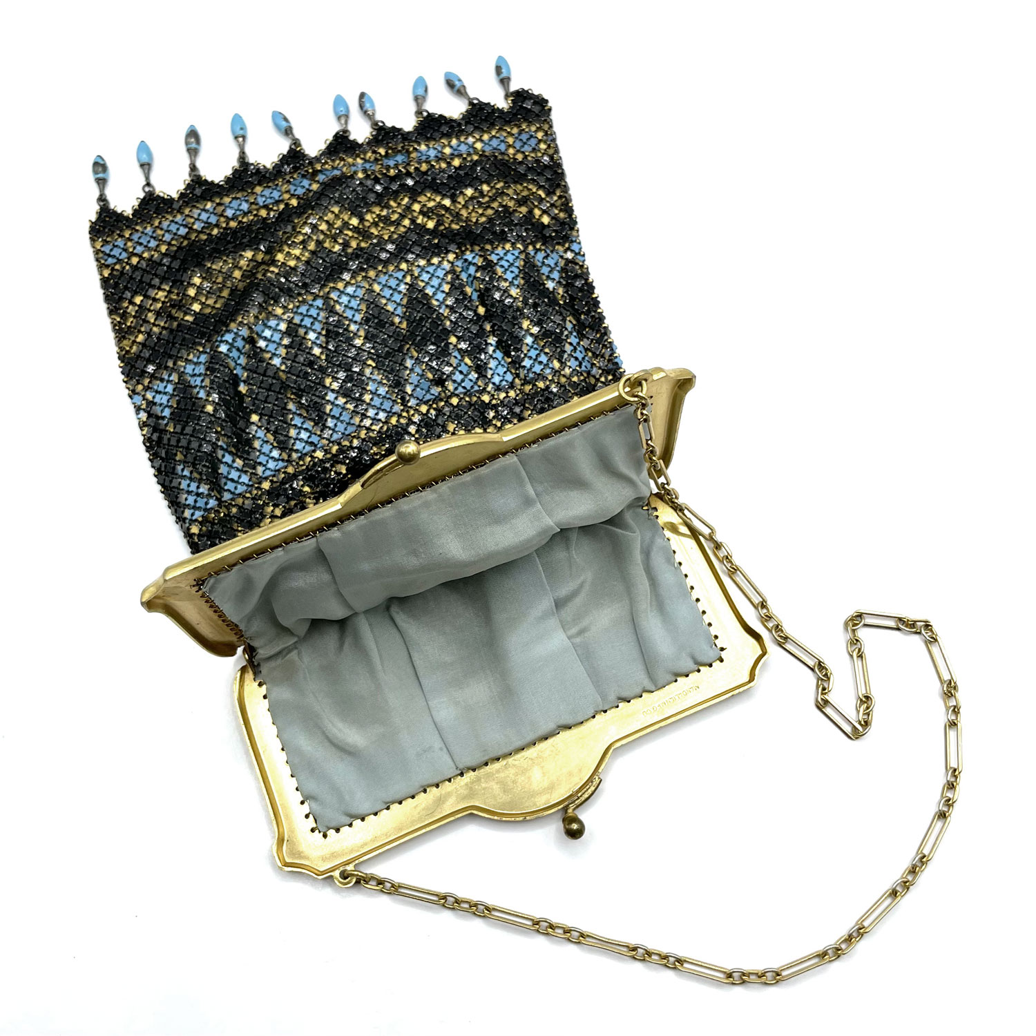 1920's Mandalian enameled mesh purse