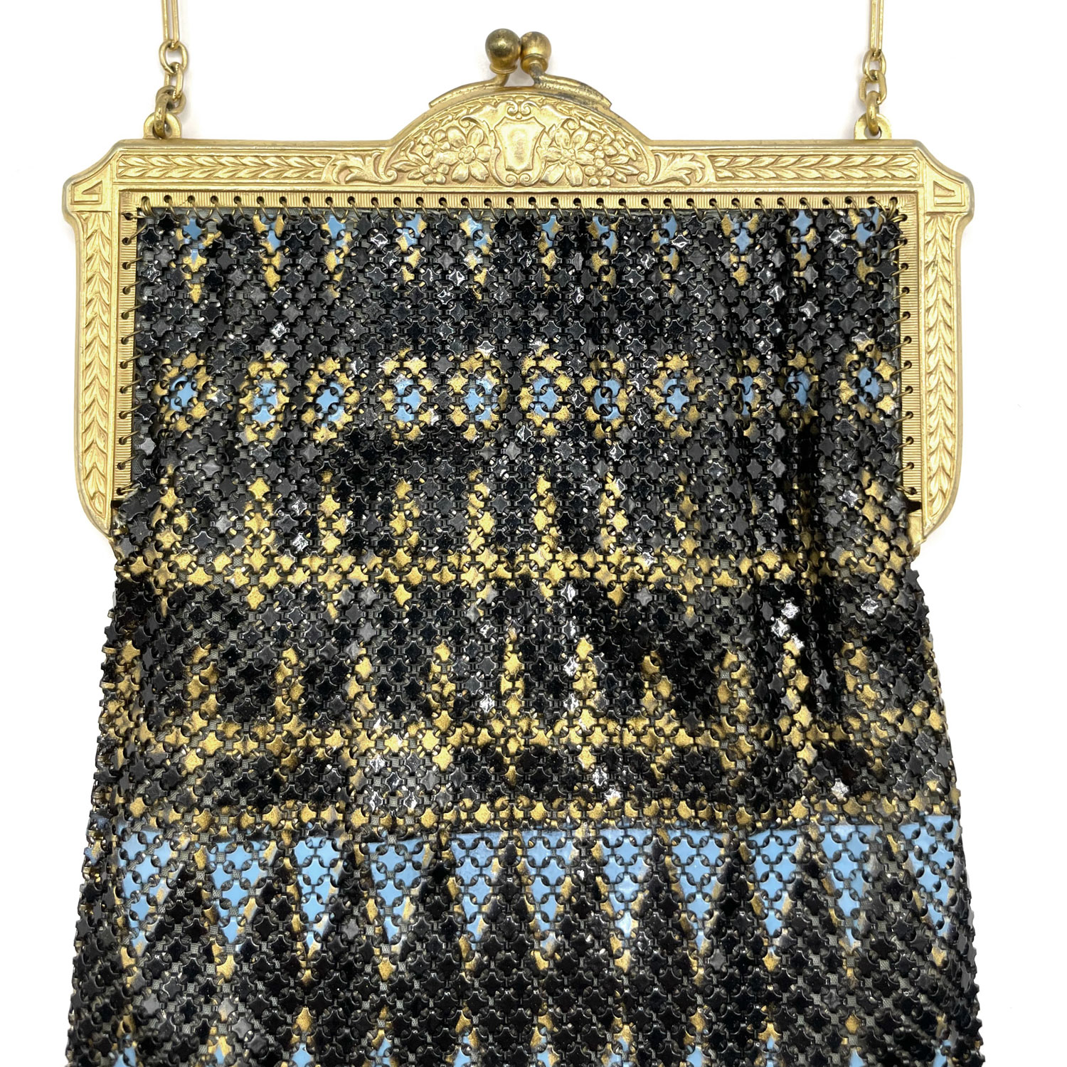 1920's Mandalian enameled mesh purse