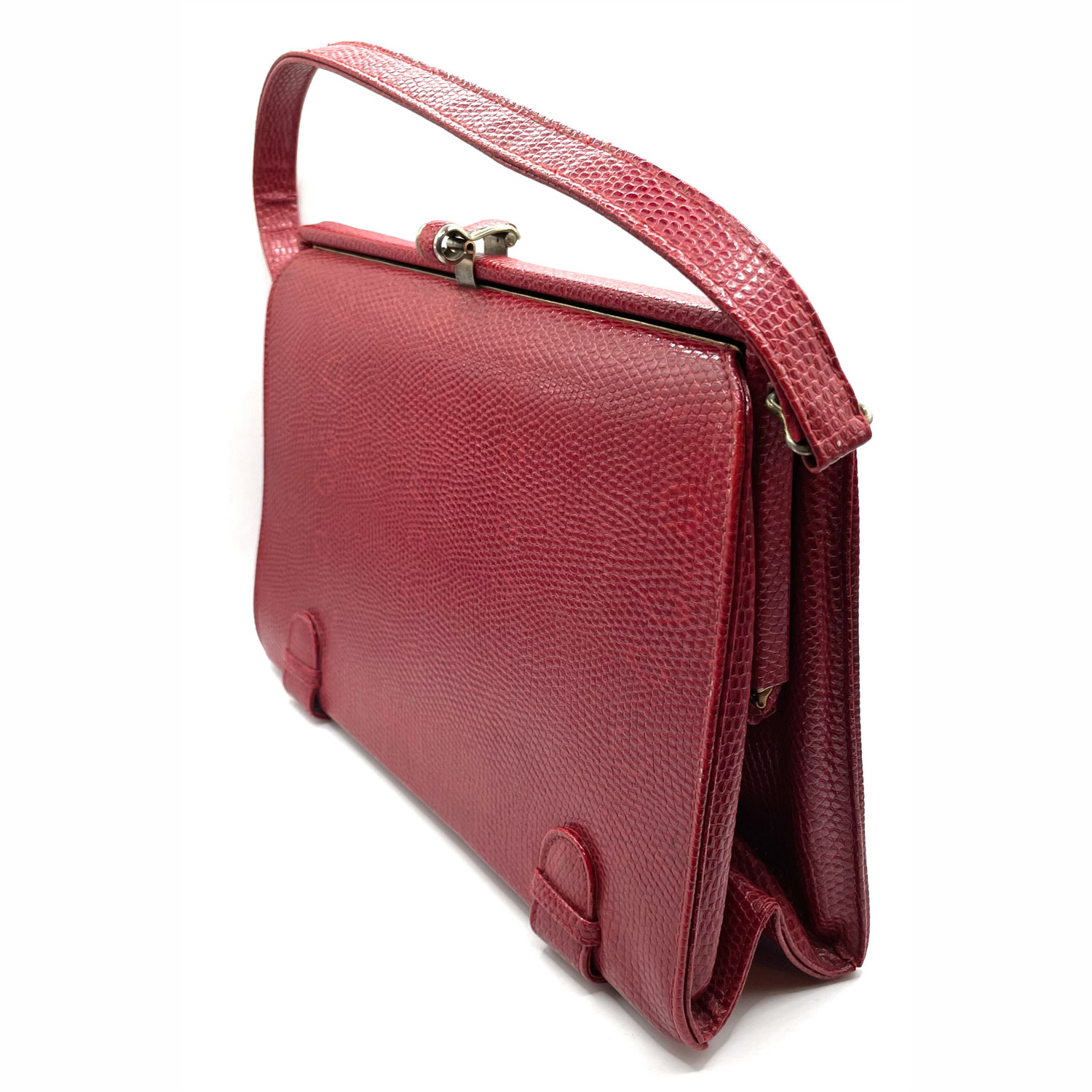 1960s Red Faux Lizard Leather Purse