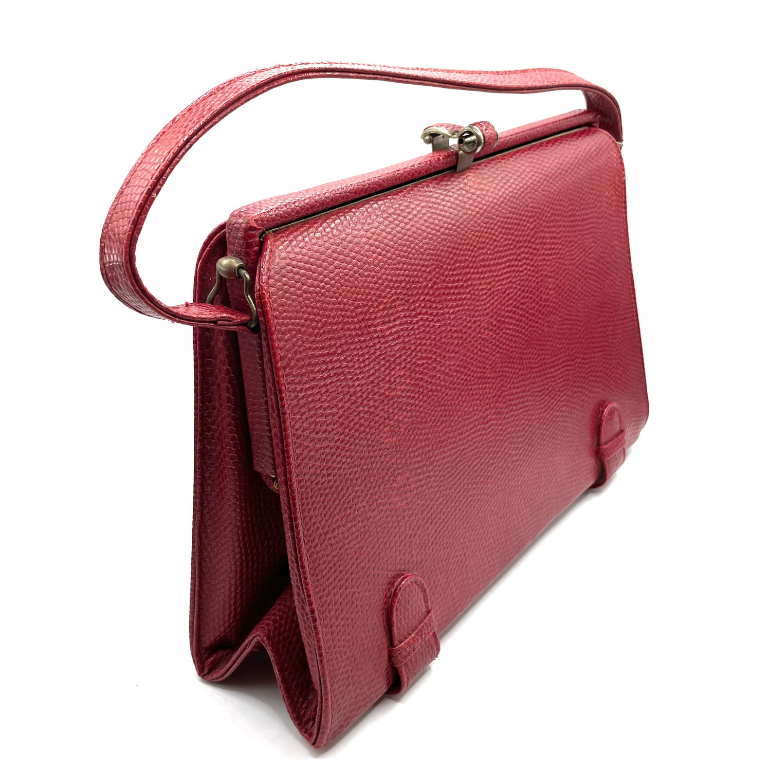 1960s Red Faux Lizard Leather Purse