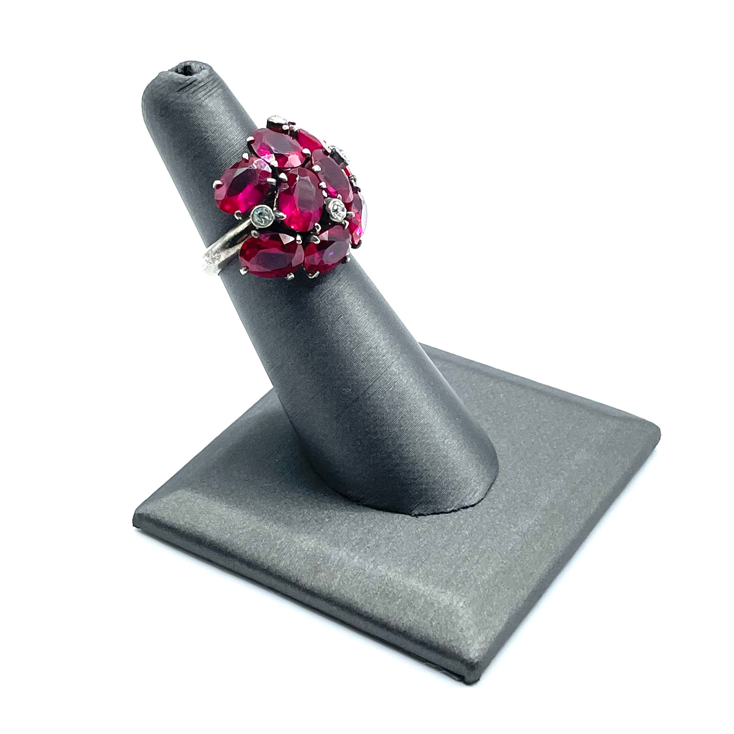 French Sterling Silver Ruby Ring
