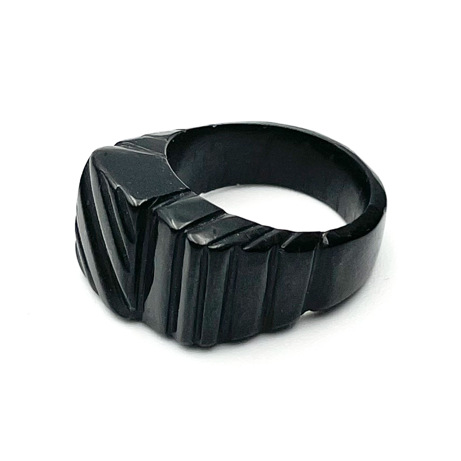 Hand carved bakelite ring