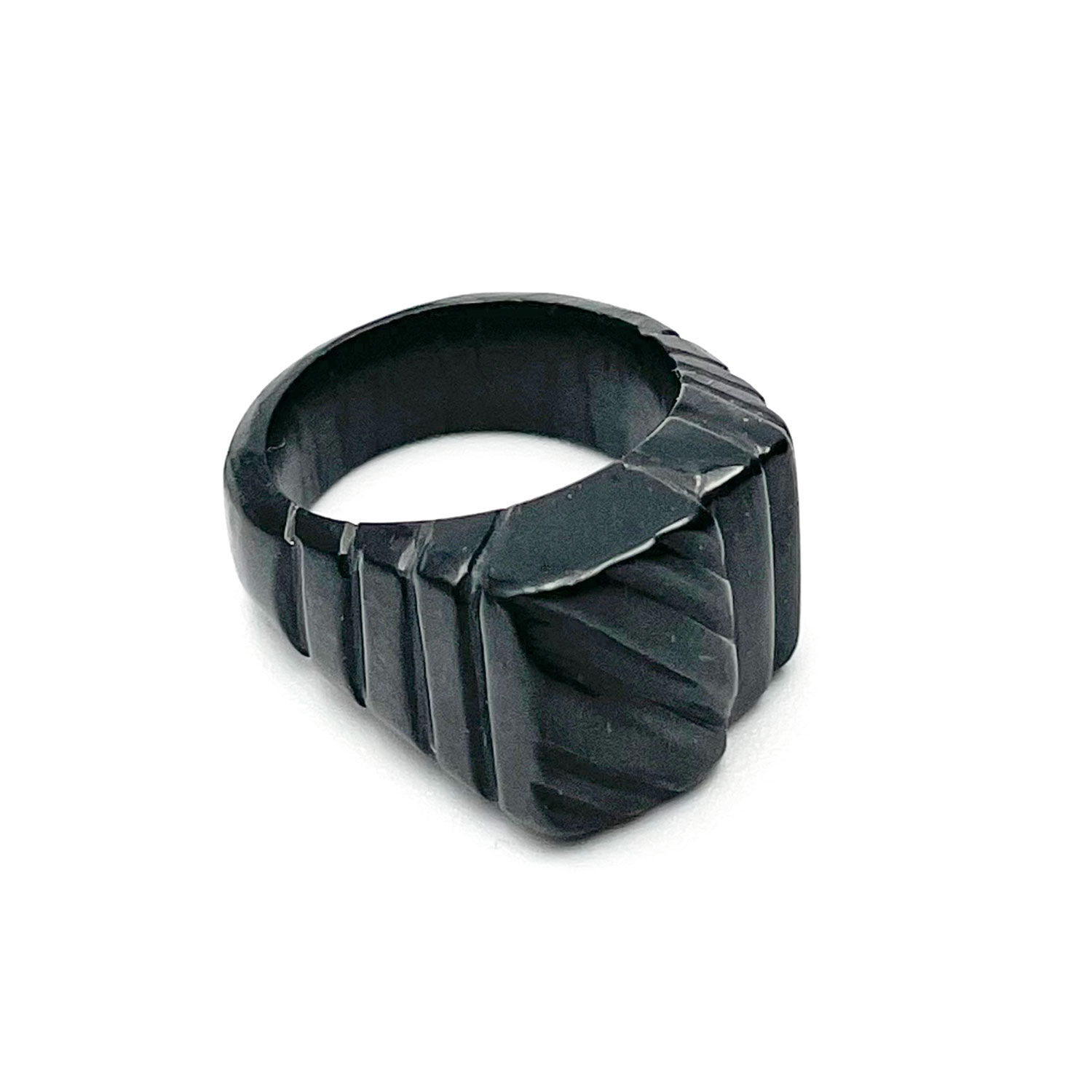 Hand carved bakelite ring