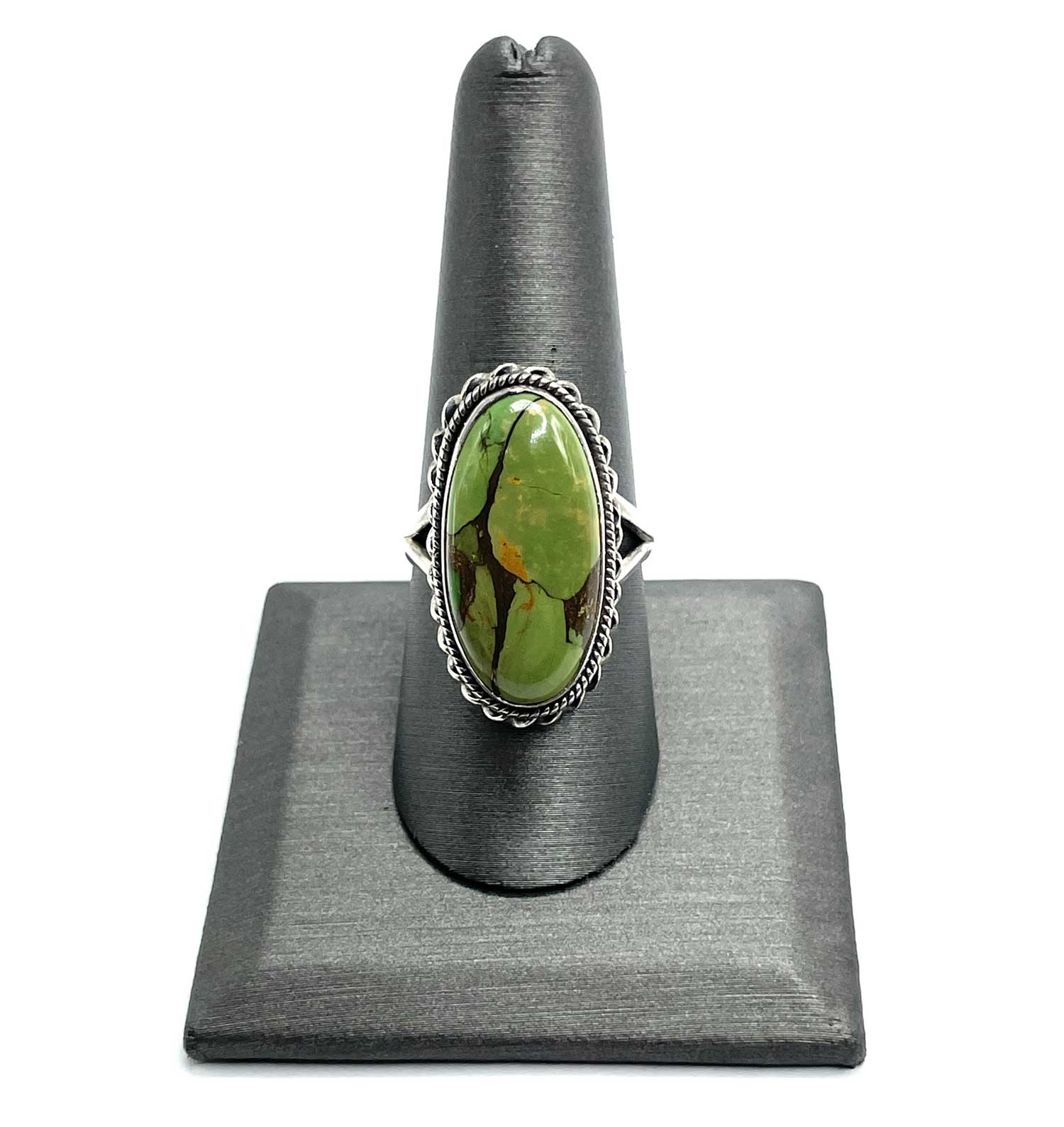 Vintage Indian green sterling silver ring