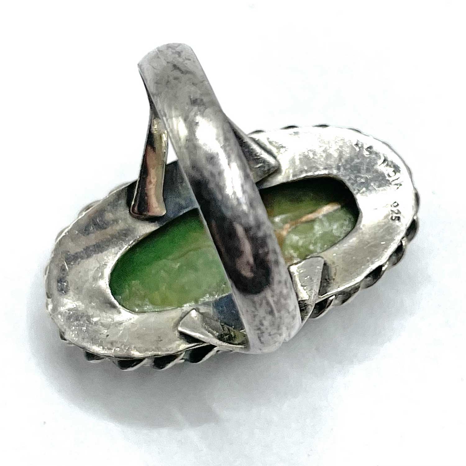 Vintage Indian green sterling silver ring
