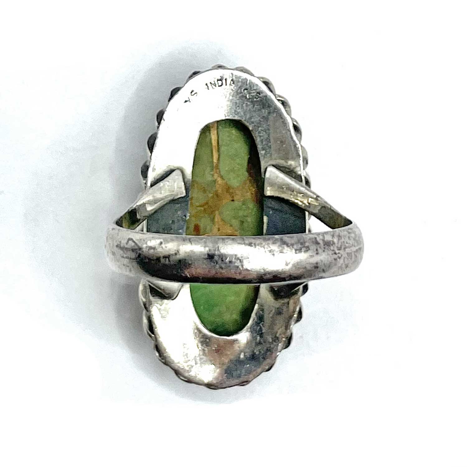 Vintage Indian green sterling silver ring