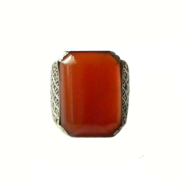 Sterling art deco carnelian ring