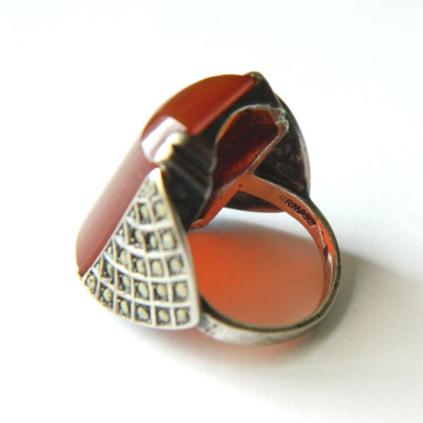 Sterling art deco carnelian ring