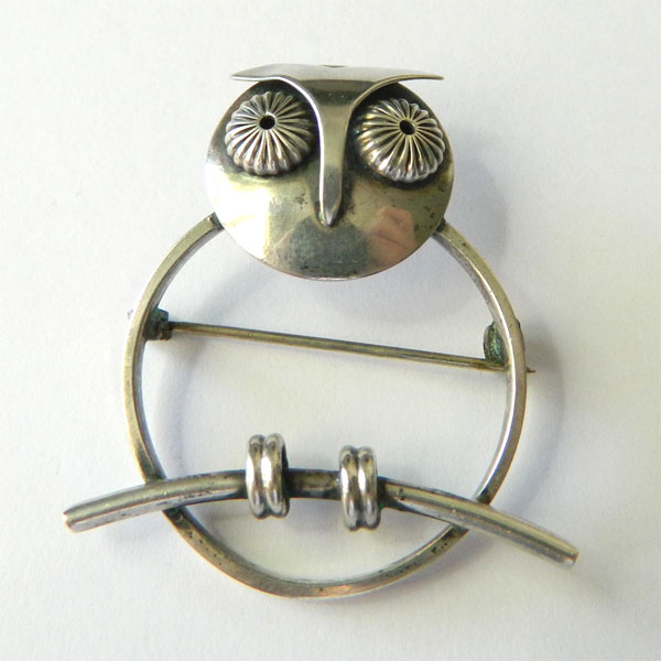 Sterling Silver Owl Brooch