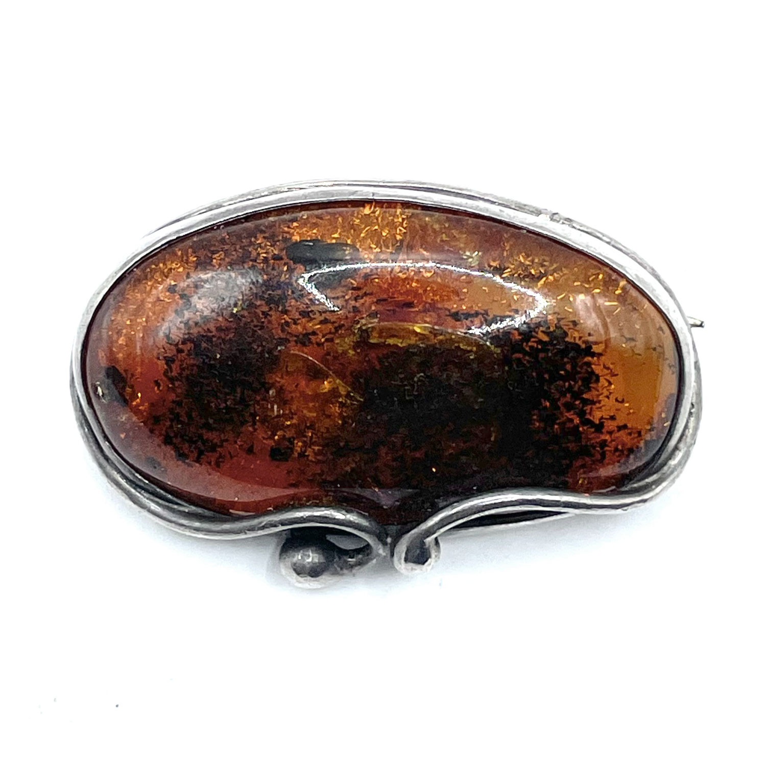 Polish sterling amber brooch