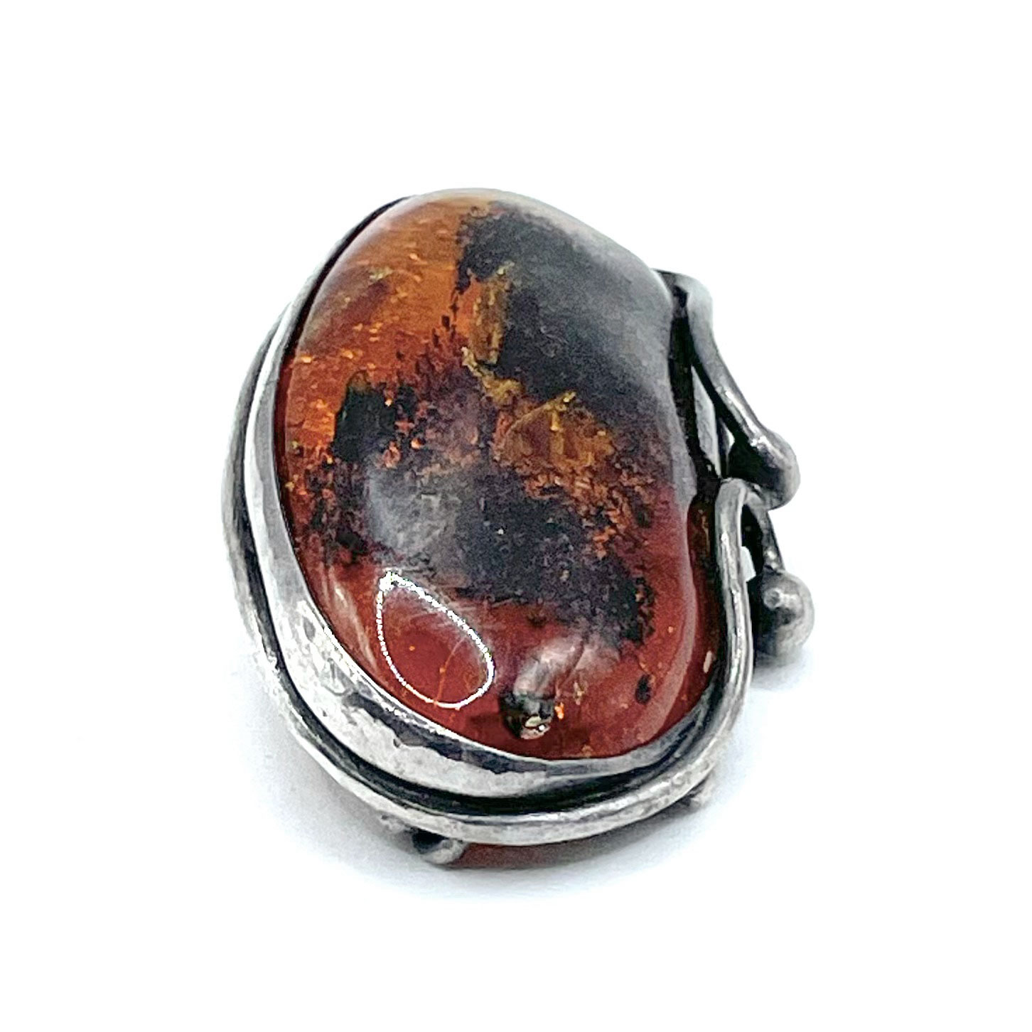 sterling and amber brooch