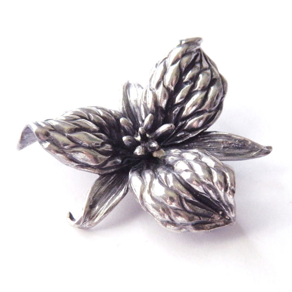 Sterling trillium brooch