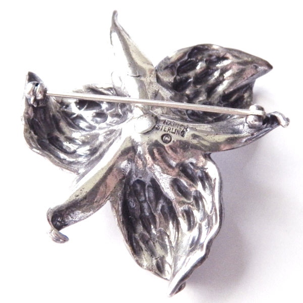 Sterling trillium brooch