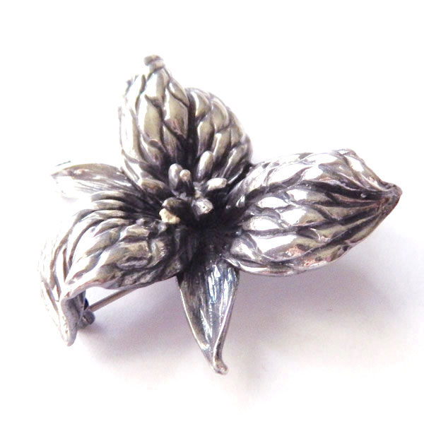 Sterling trillium brooch