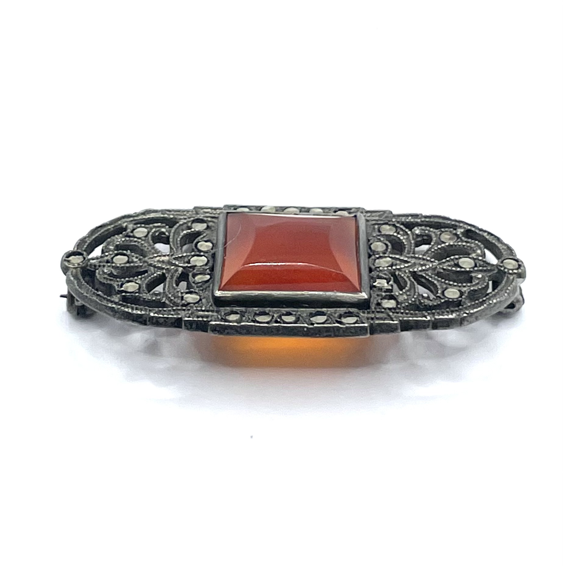 Art Deco carnelian brooch