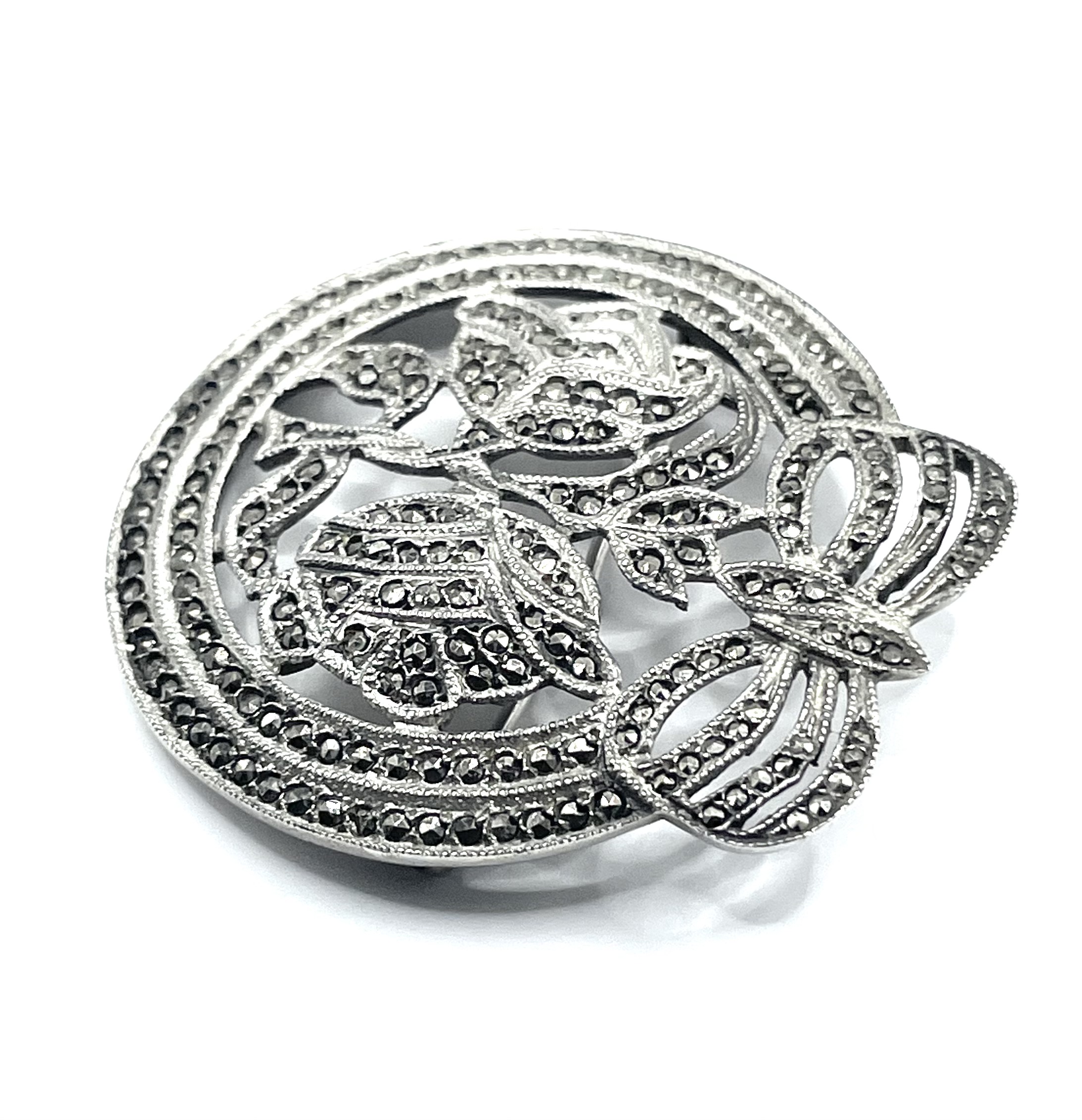 Marcasite rose brooch