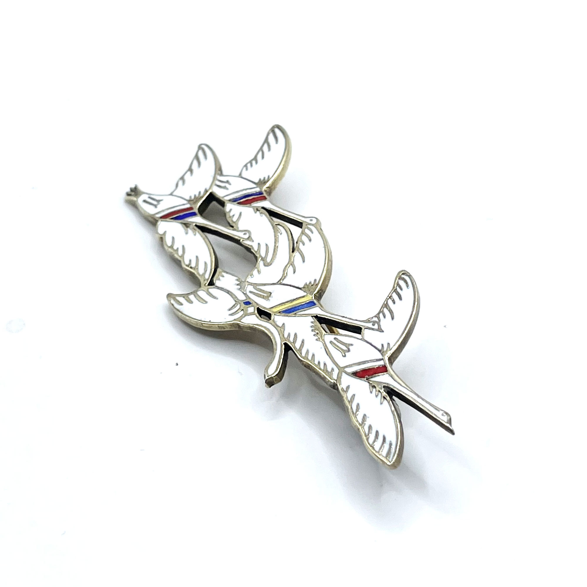 Sterling enameled goose brooch