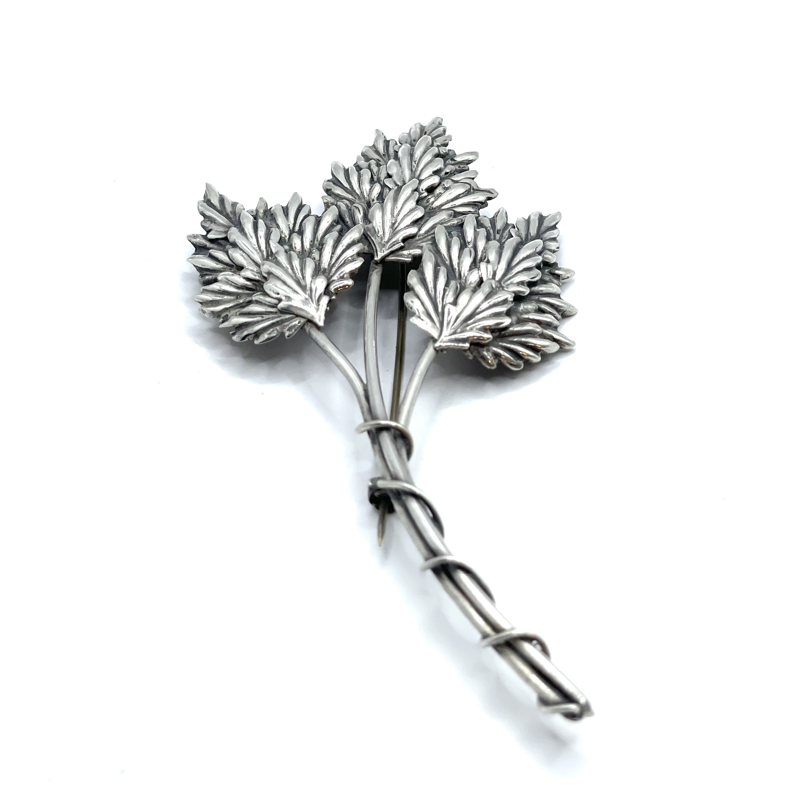 1940s Coro Sterling Floral Brooch