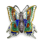 Enameled silver butterfly pin