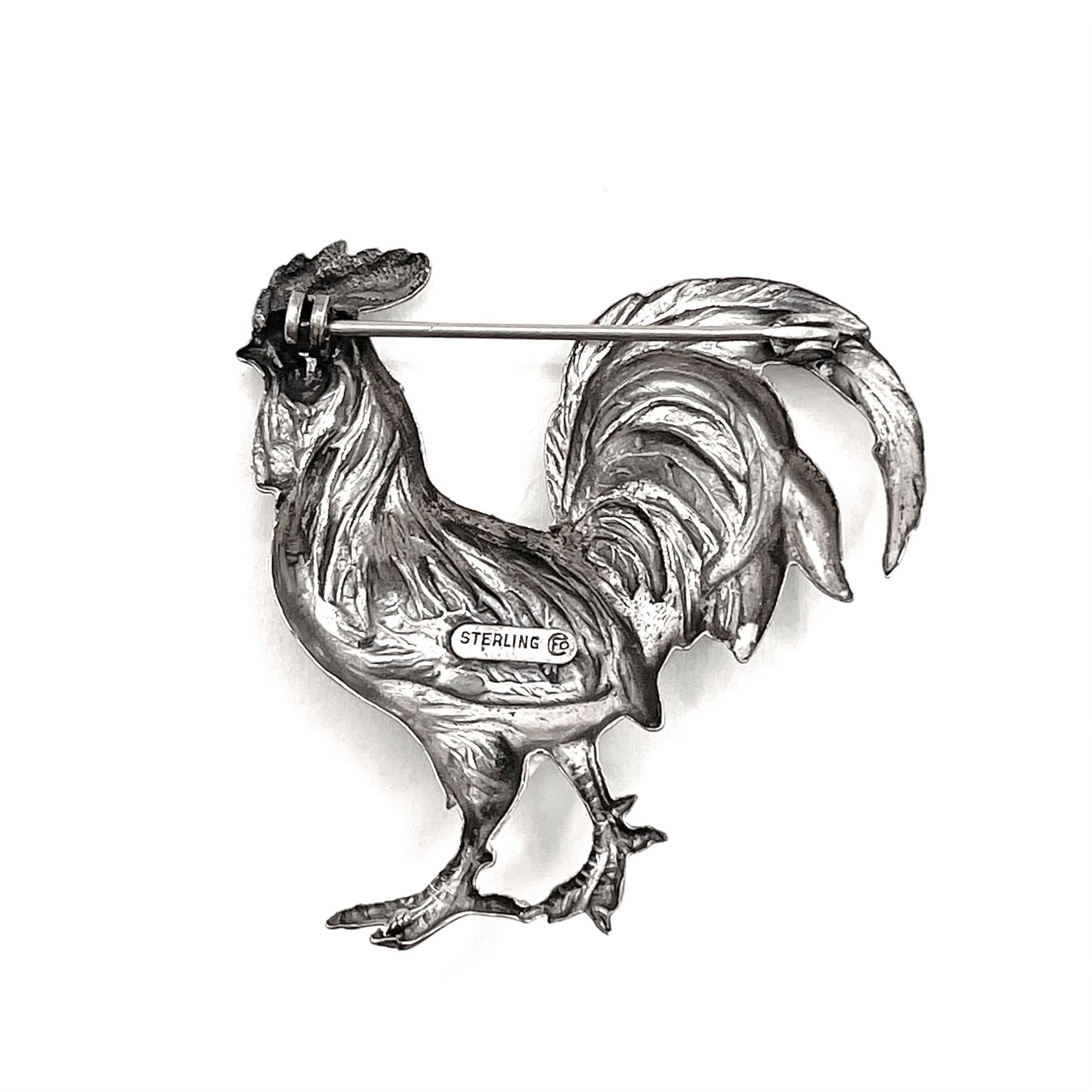 Sterling Rooster Brooch