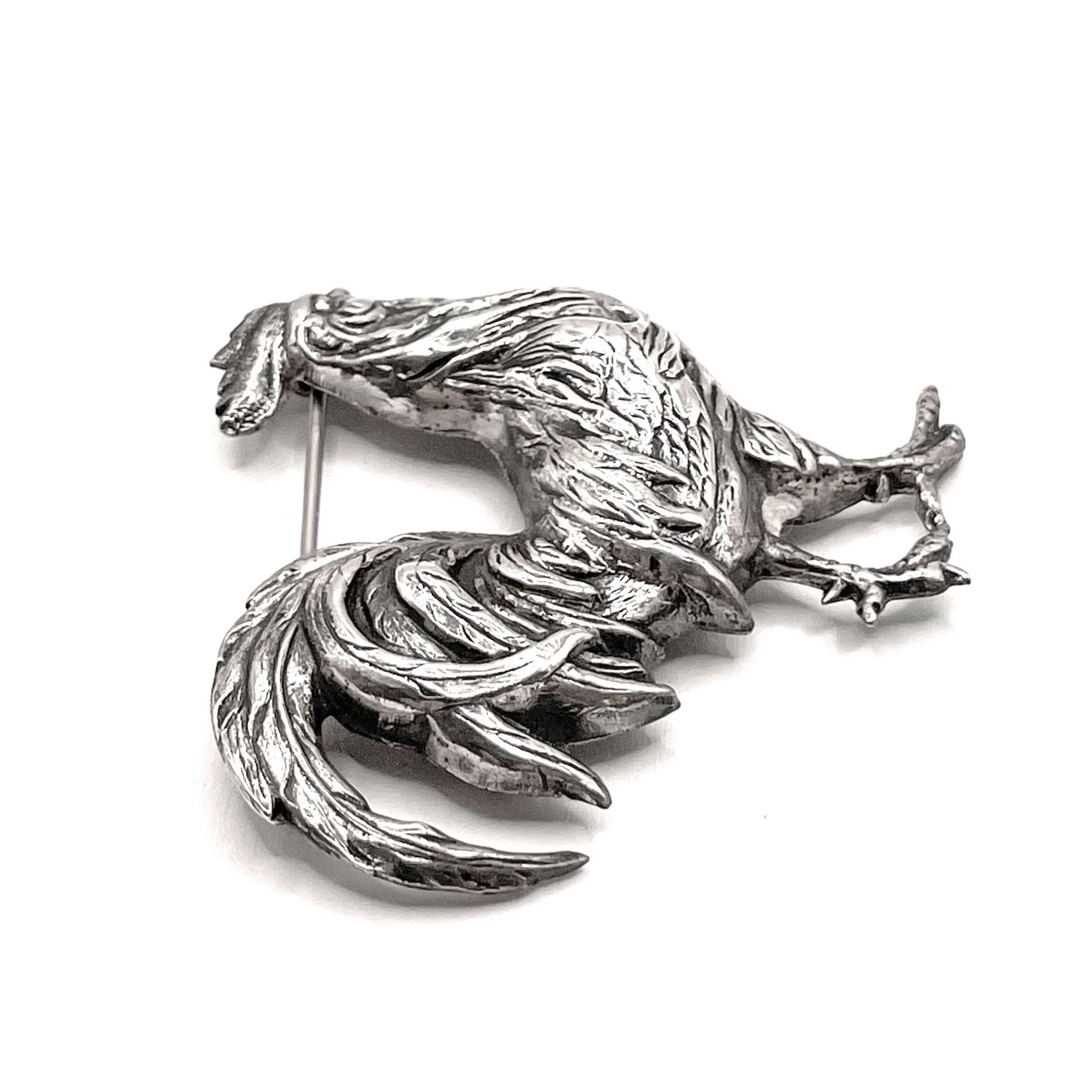 Sterling Rooster Brooch