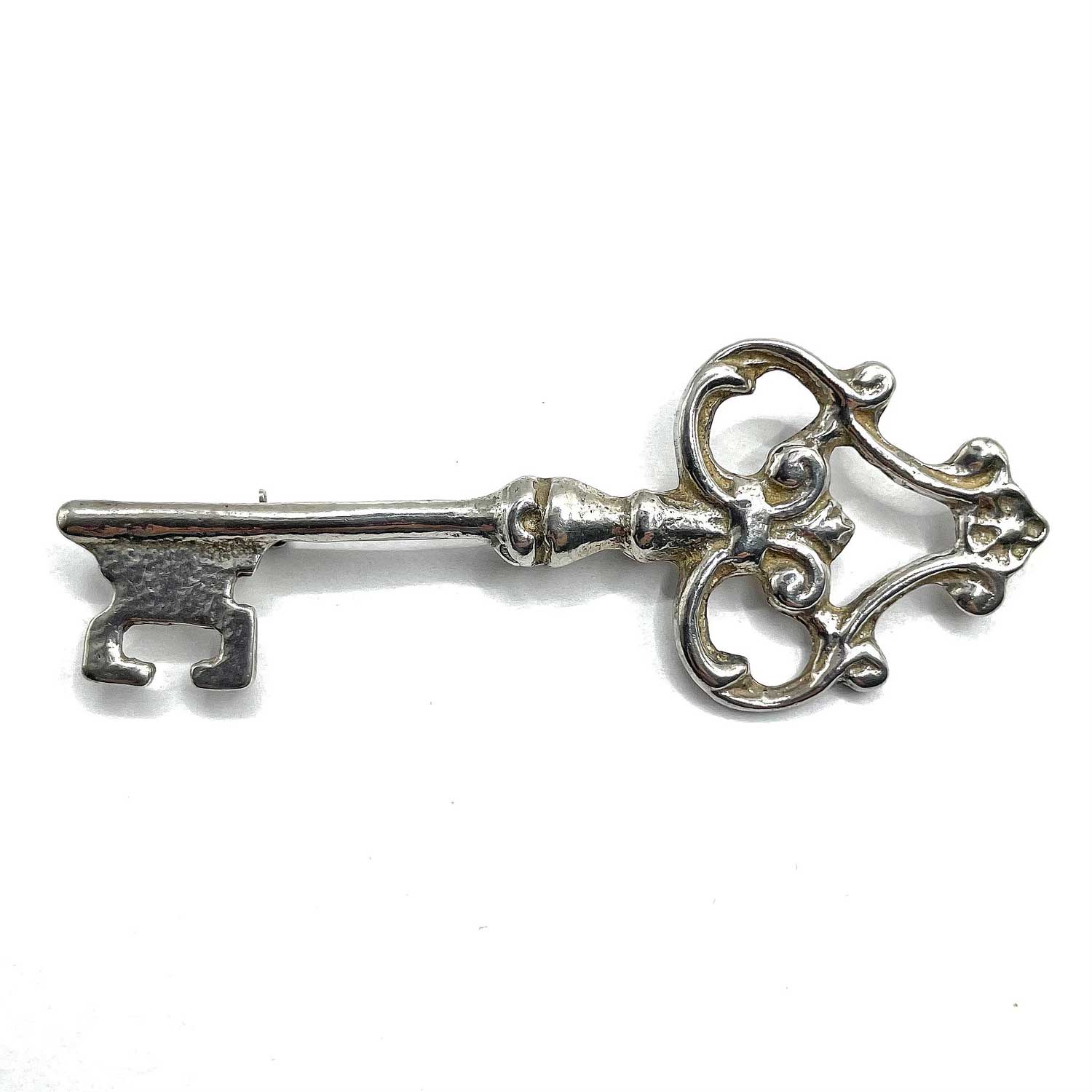 Sterling silver skeleton key pin