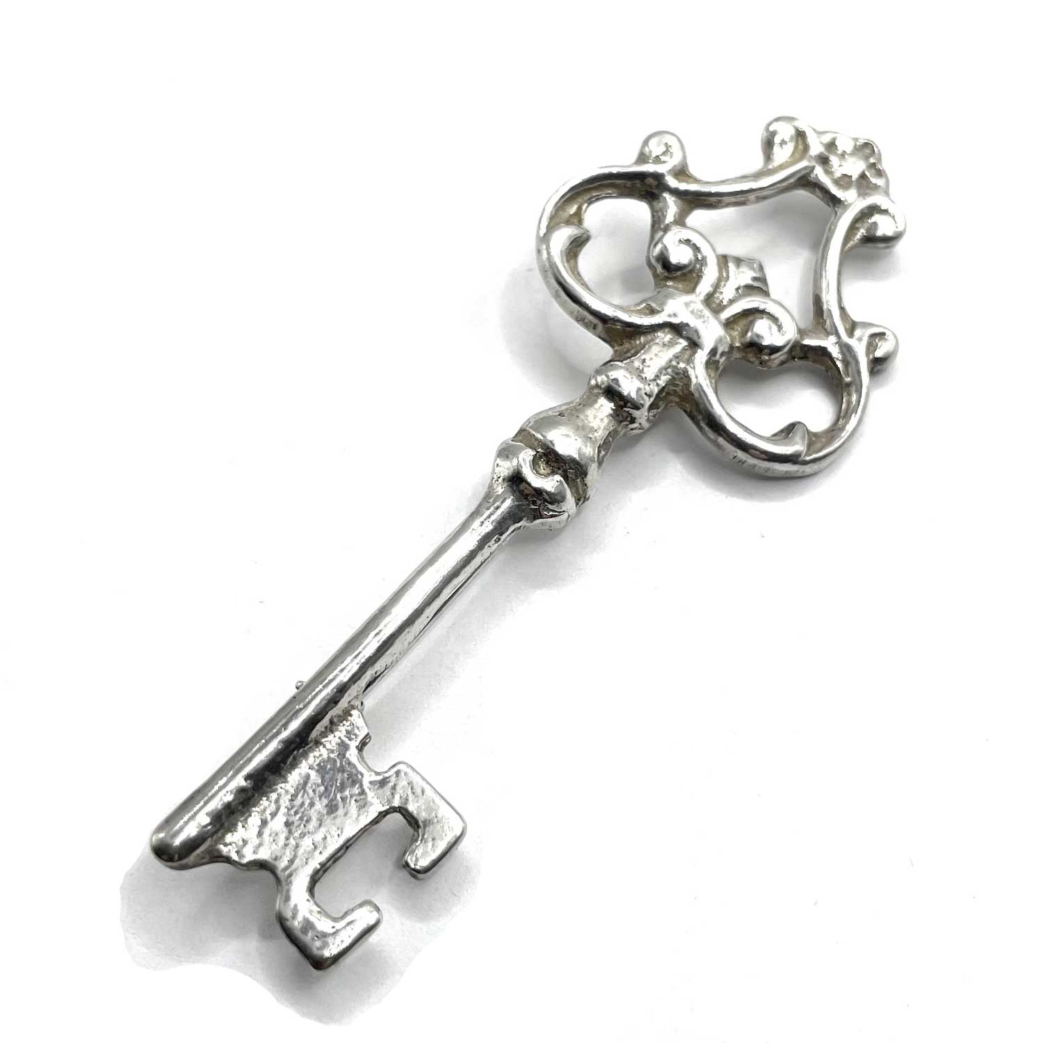 Sterling silver skeleton key pin