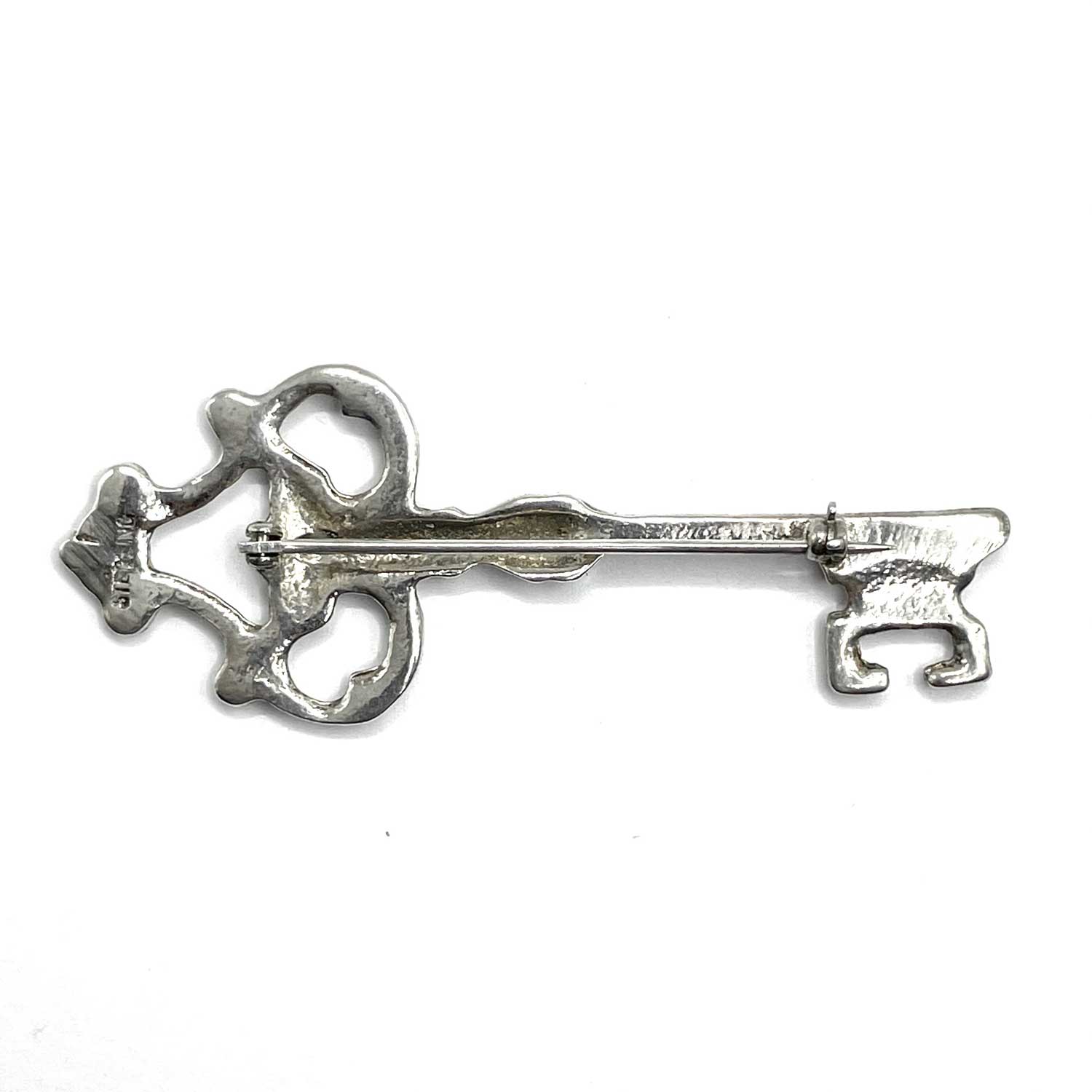 Sterling silver skeleton key pin