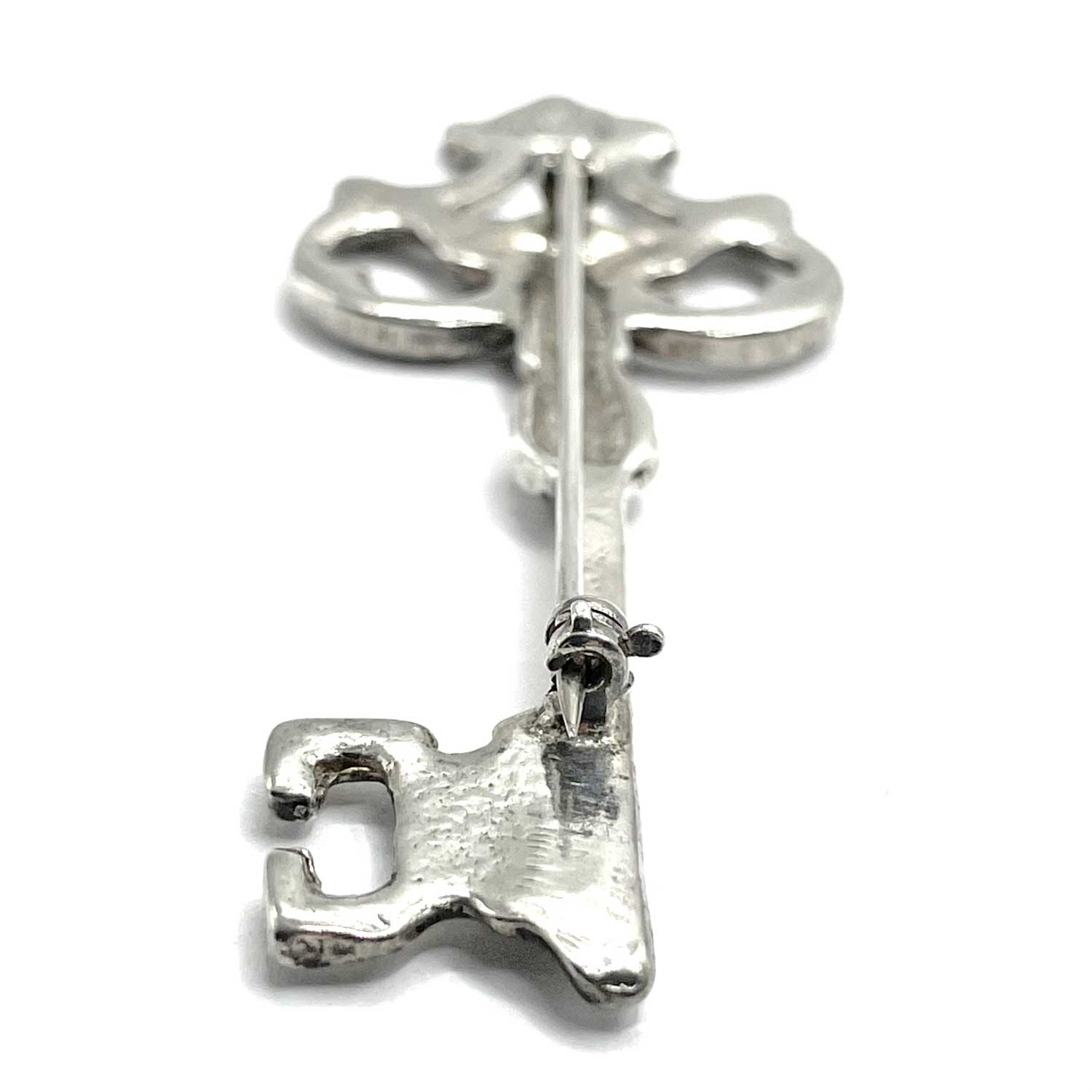 Sterling silver skeleton key pin