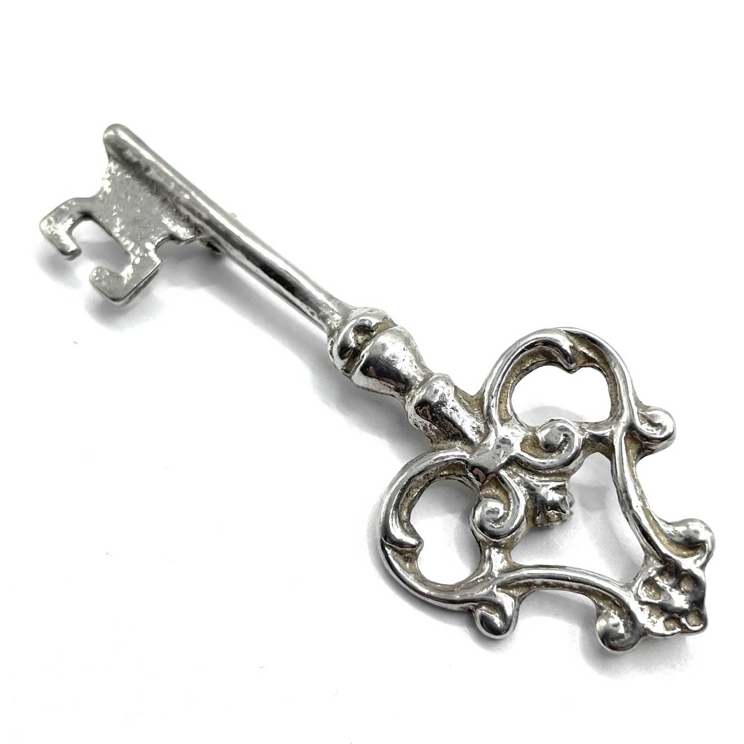 Sterling silver skeleton key pin