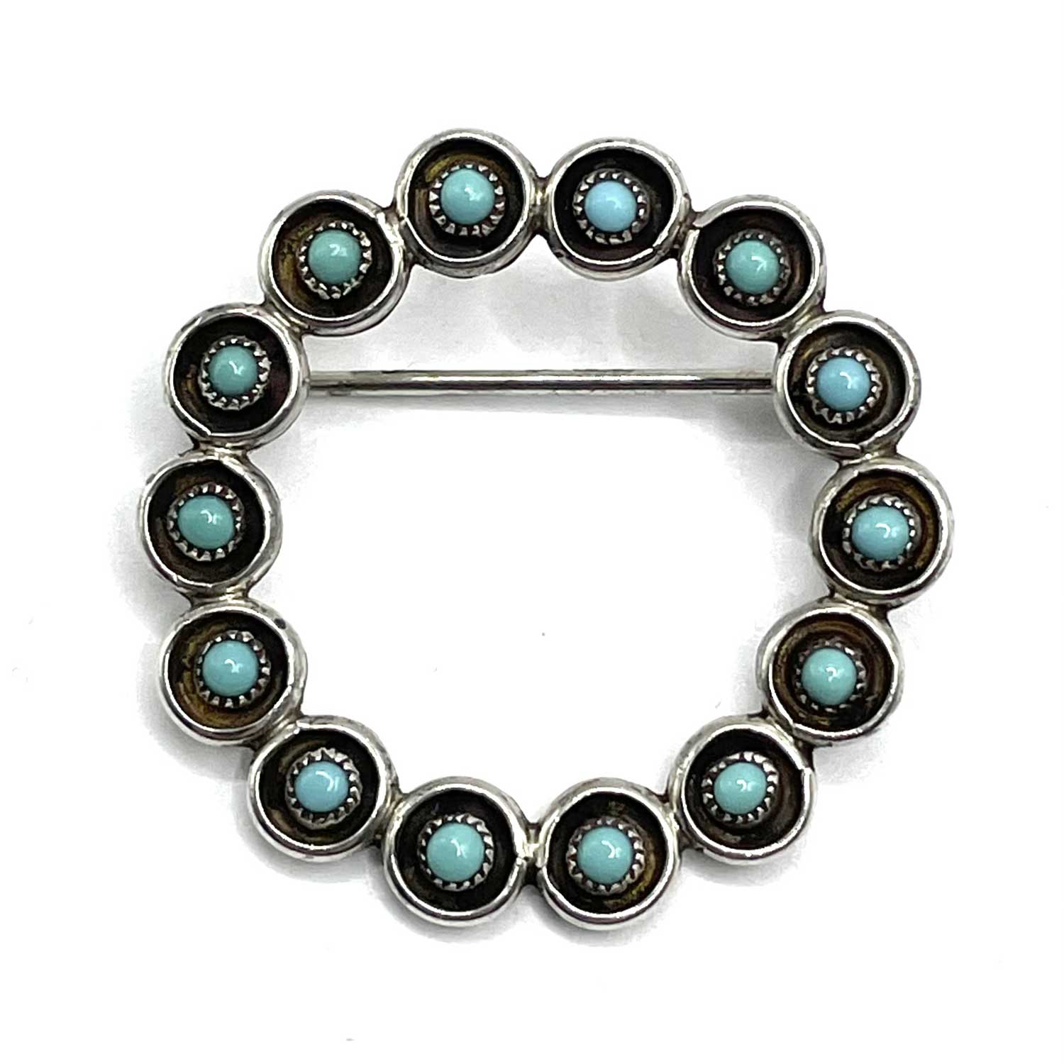 Sterling turquoise circle pin
