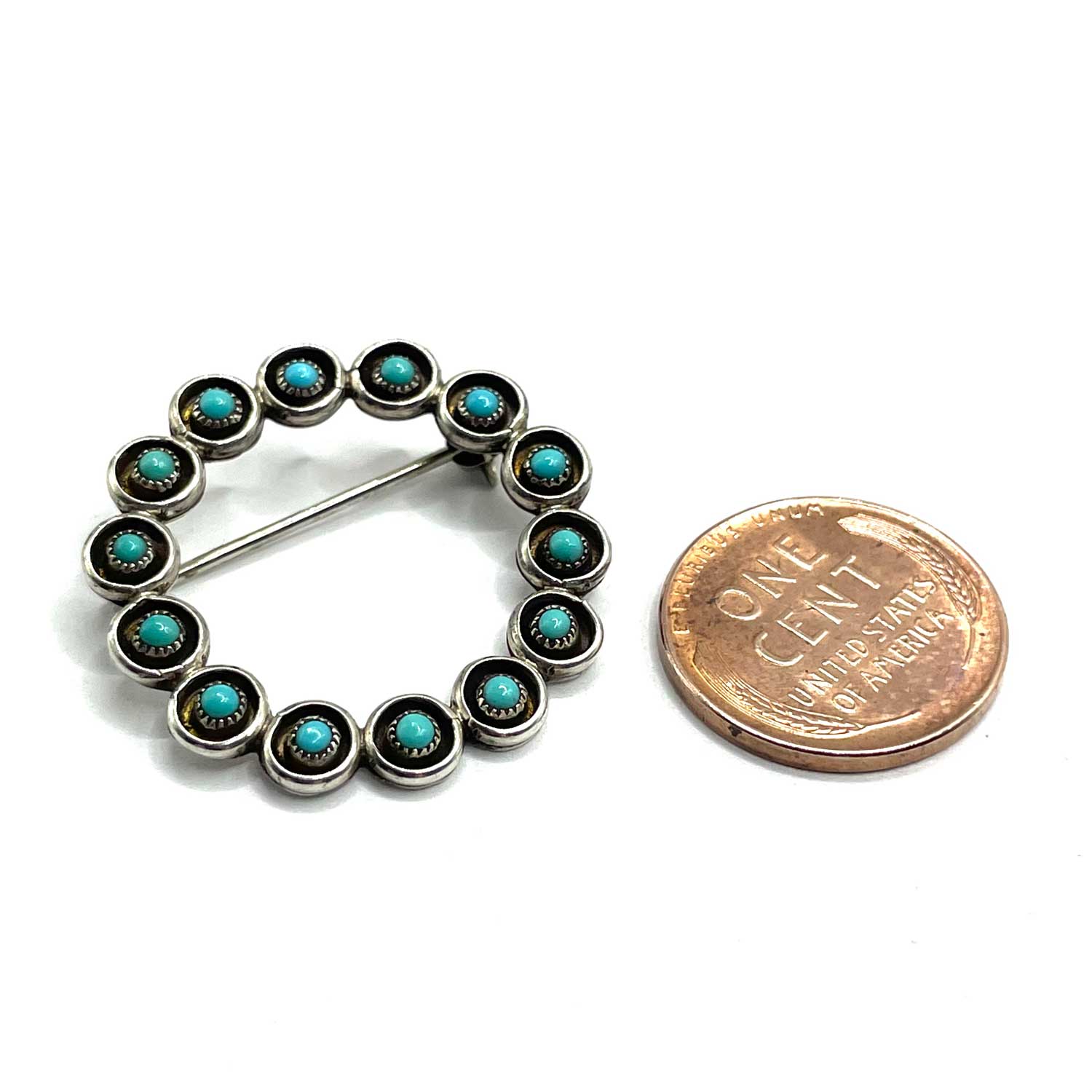 Sterling and Turquoise Cicle Pin