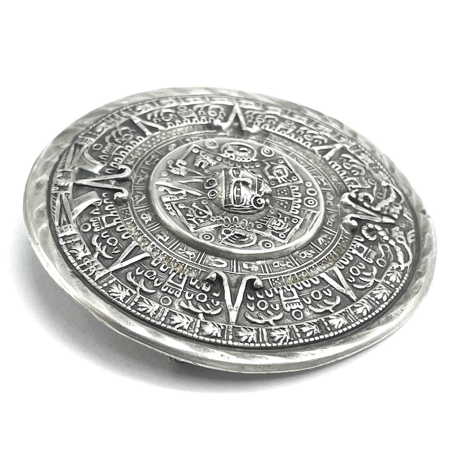 Mexican Aztec Calendar Brooch
