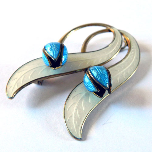 Sterling silver enameled brooch