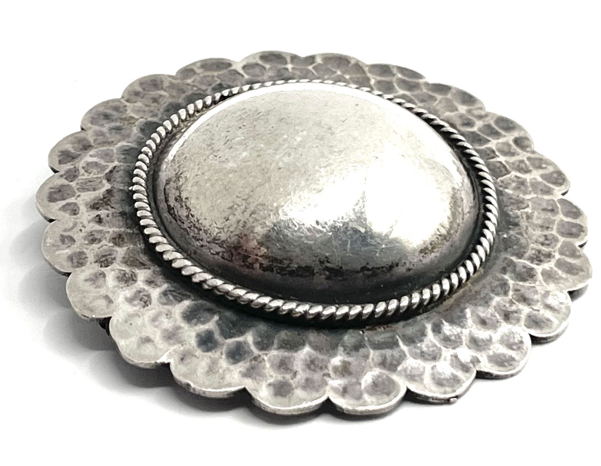 Sun motif sterling brooch