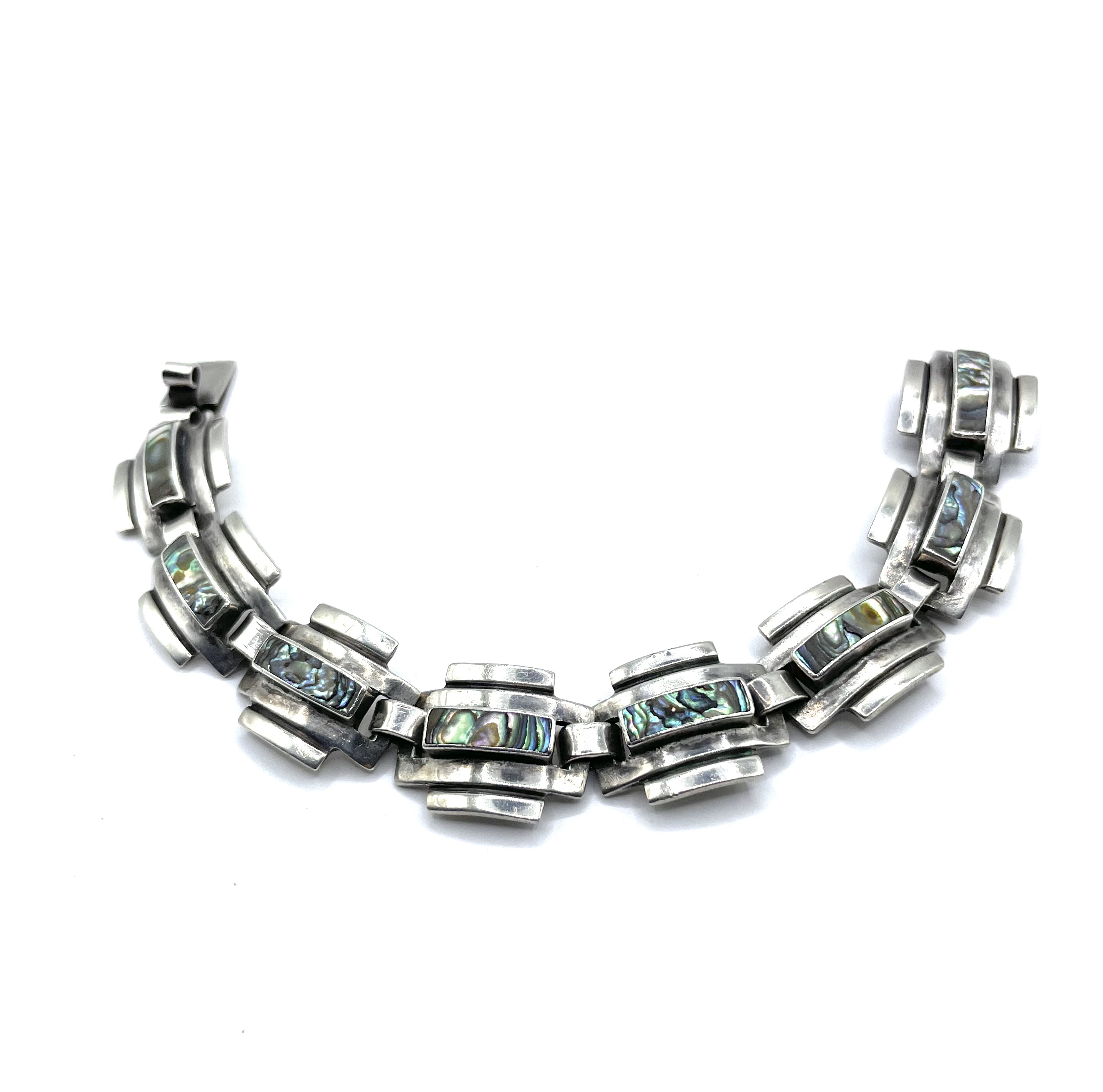 Mexican silver abalone bracelet