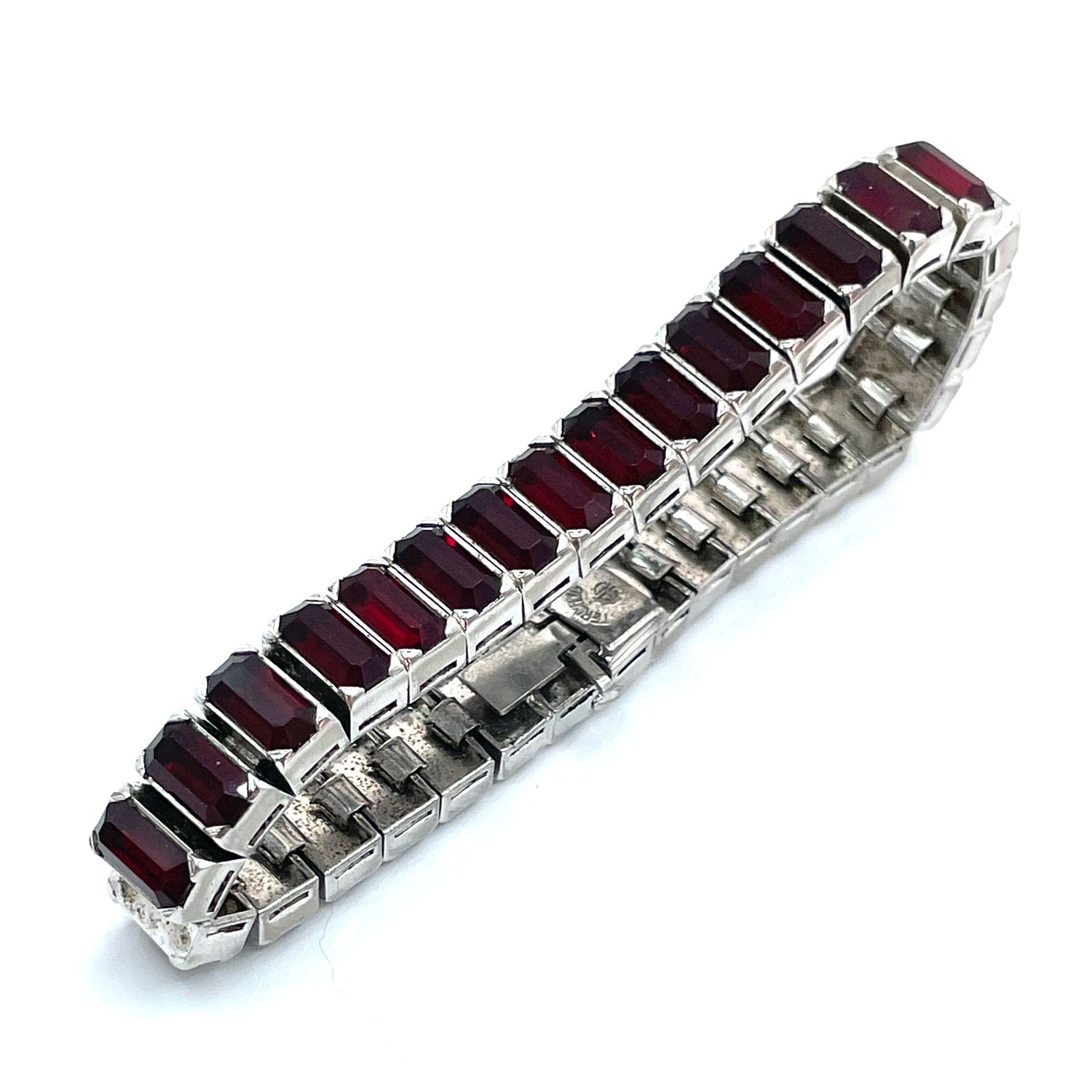 Art Deco red rhinestone tennis bracelet