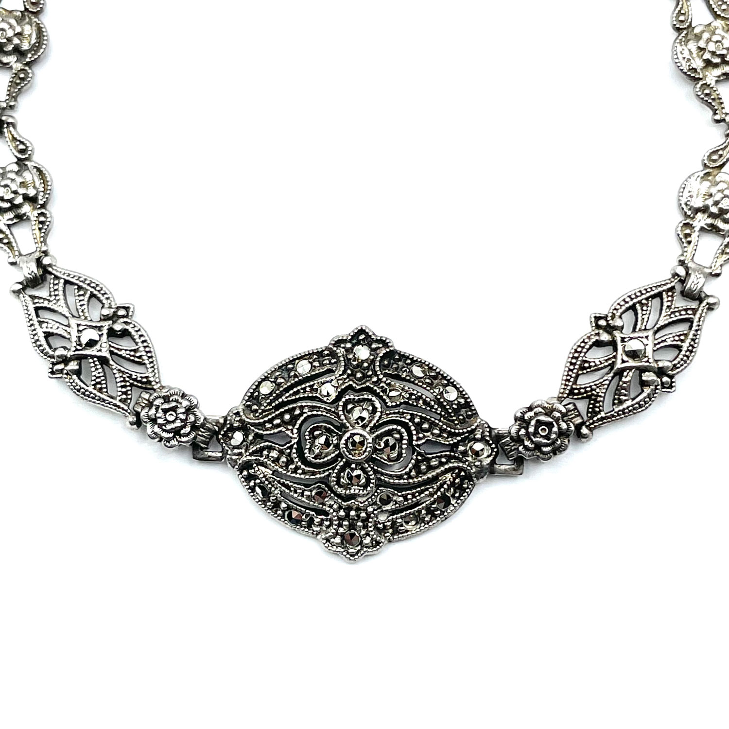 Art Deco sterling silver marcasite bracelet