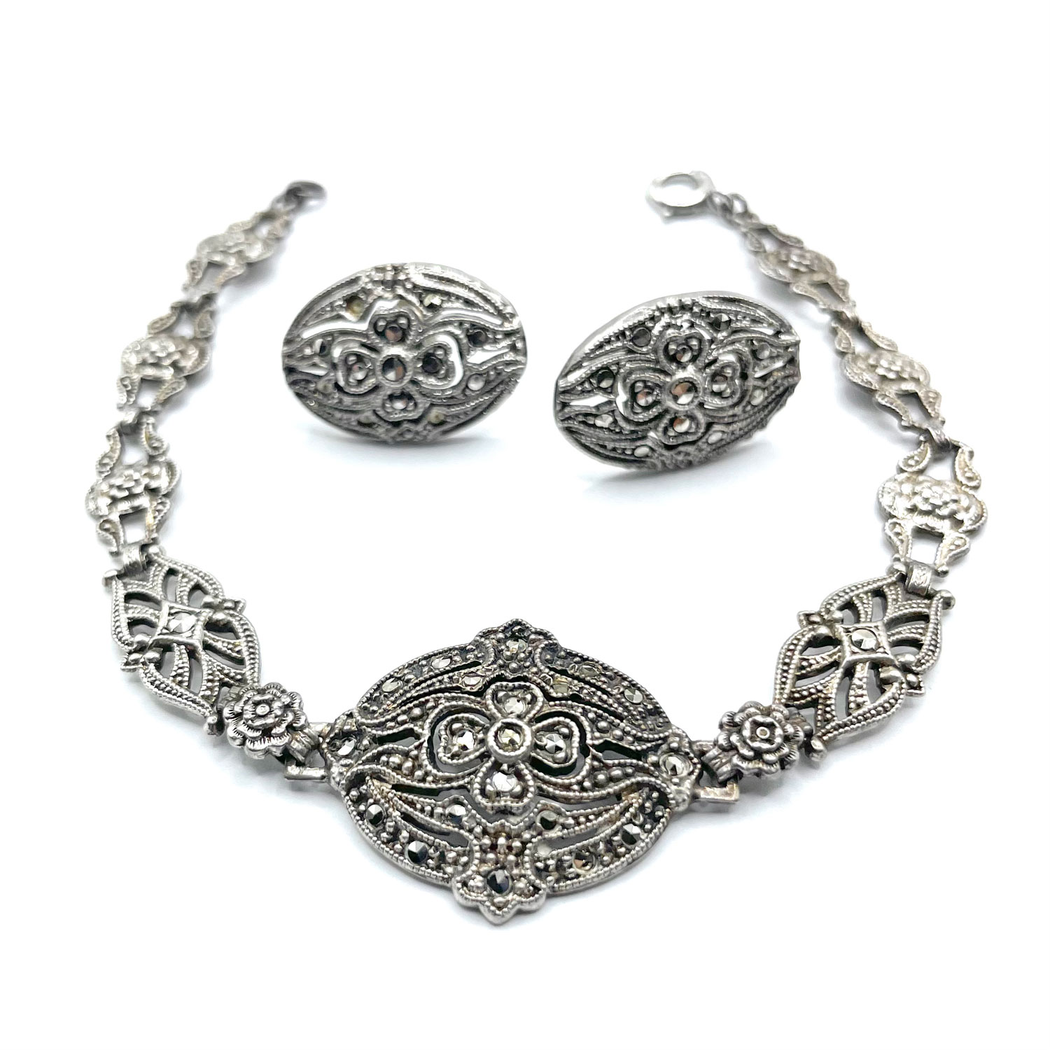 Art Deco sterling silver marcasite bracelet