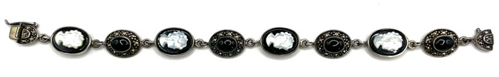 Black onyx cameo sterling bracelet